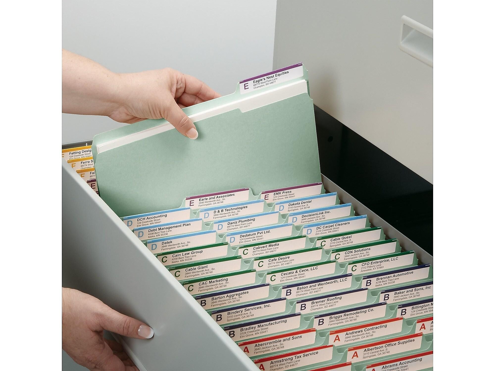 Smead Pressboard Classification Folders with SafeSHIELD Fasteners, 1/3-Cut Tab, Letter Size, Gray/Green, 25/Box
