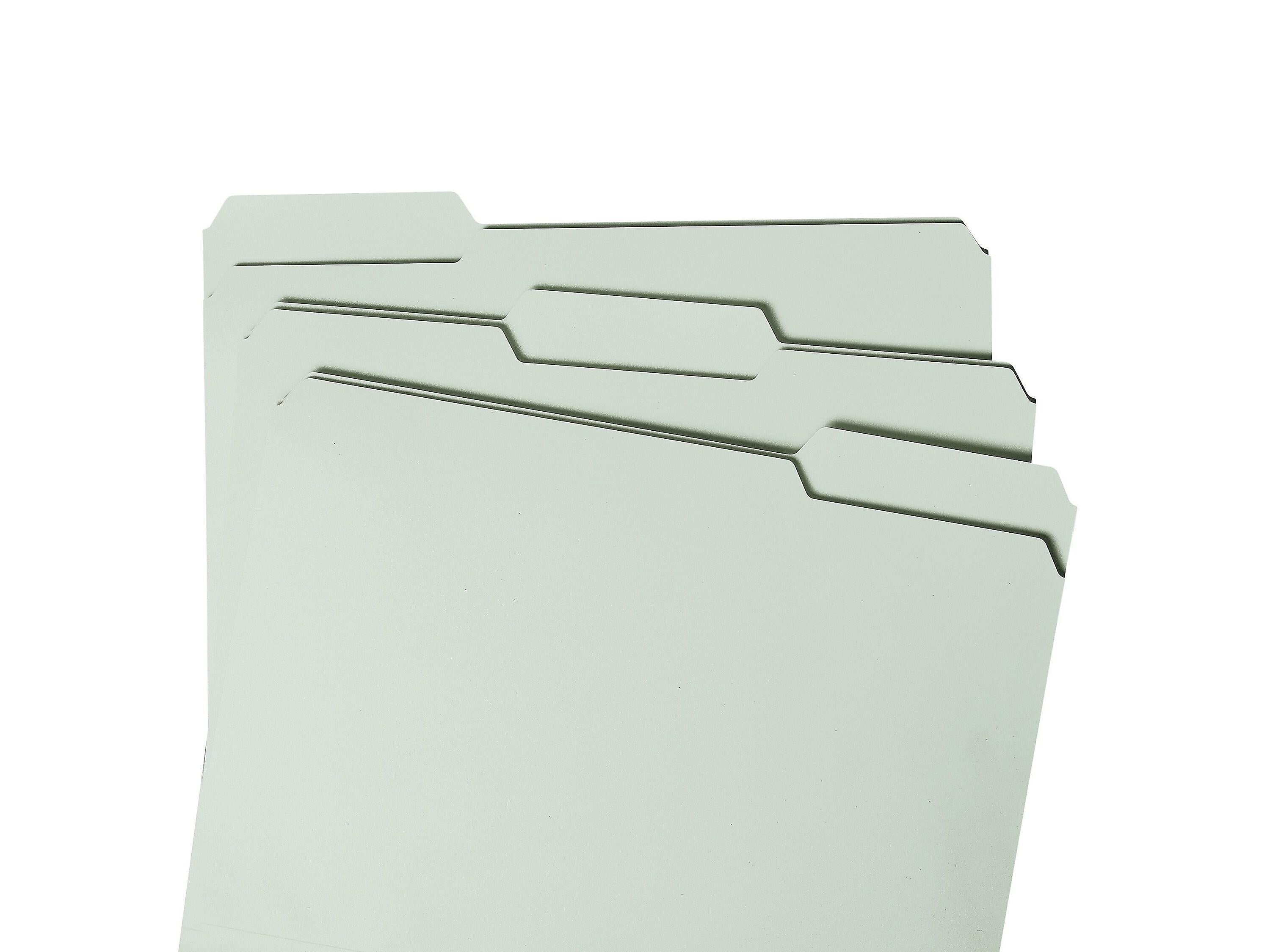 Smead Pressboard Classification Folders with SafeSHIELD Fasteners, 1/3-Cut Tab, Letter Size, Gray/Green, 25/Box