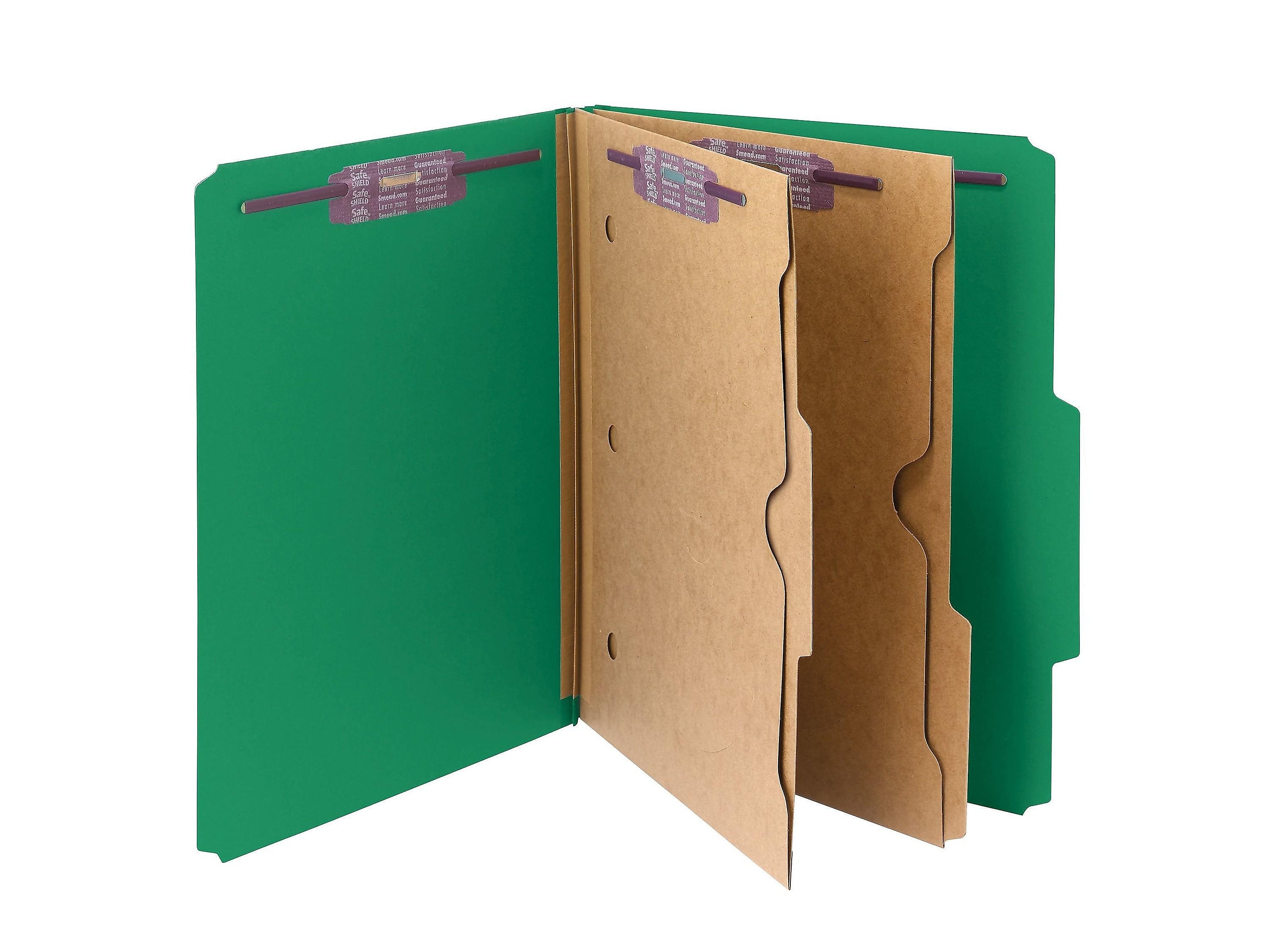 Smead Pressboard Classification Folders with SafeSHIELD Fasteners, 2
