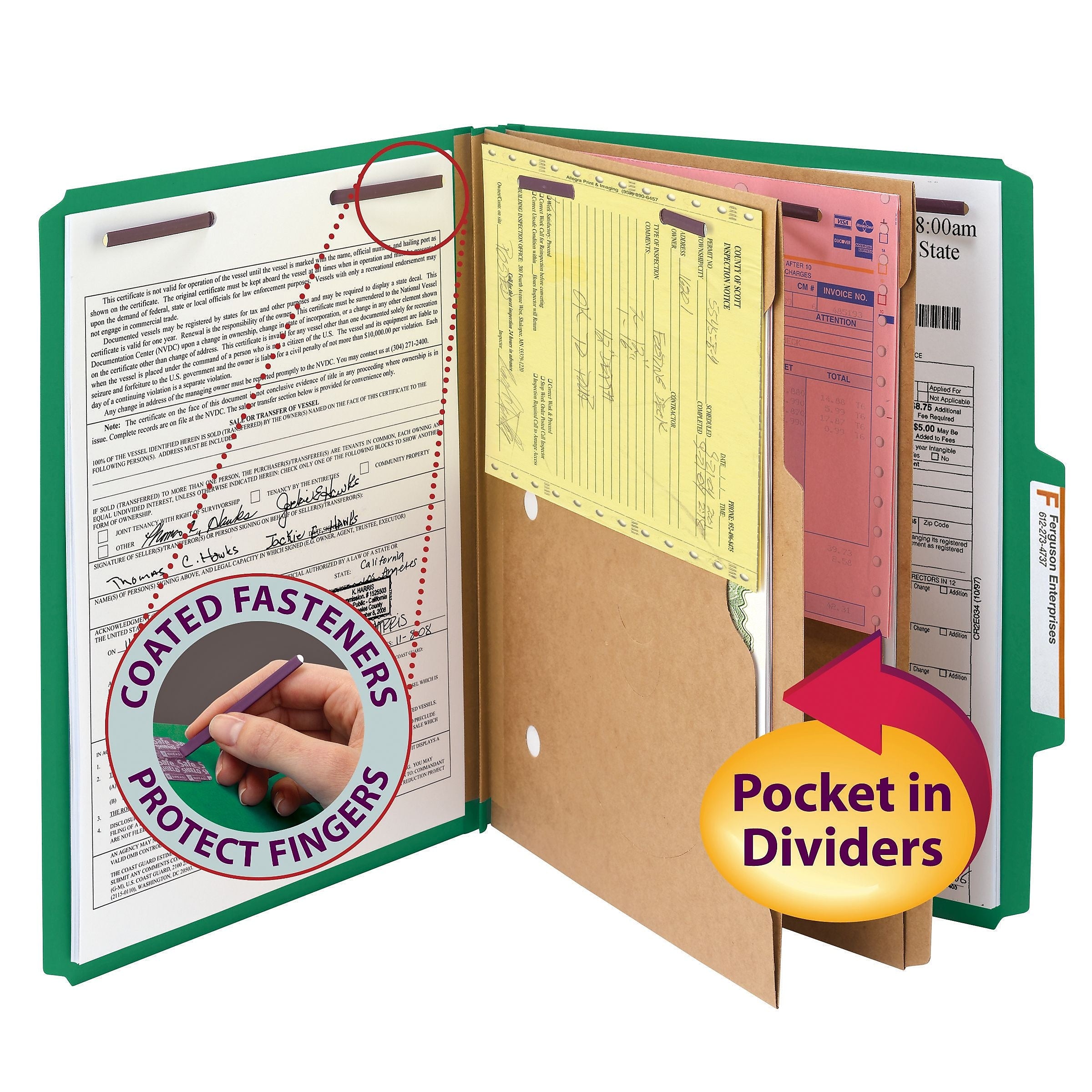 Smead Pressboard Classification Folders with SafeSHIELD Fasteners, 2