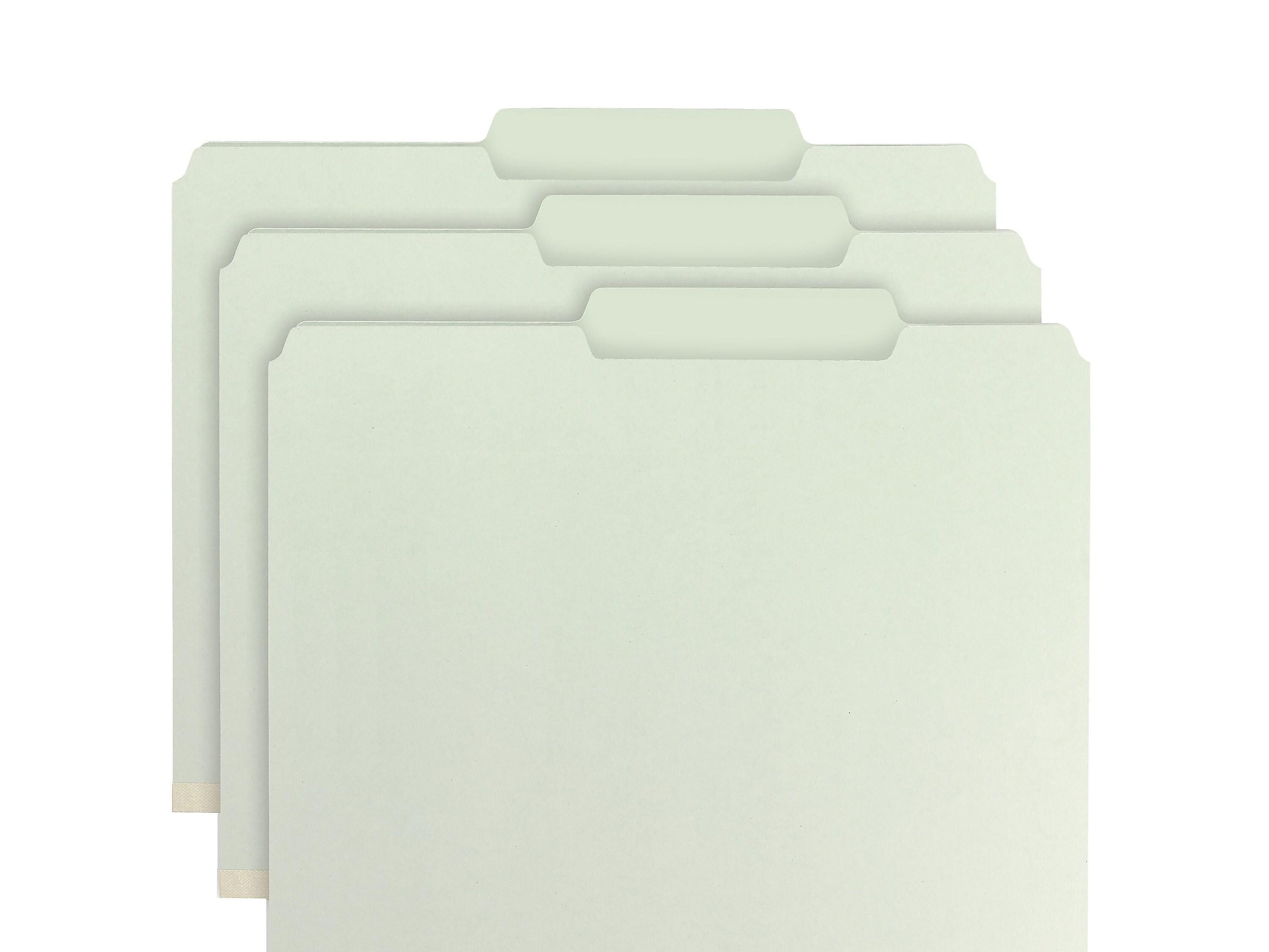 Smead Pressboard Classification Folders with SafeSHIELD Fasteners, 2/5-Cut Tab, Letter Size, Gray/Green, 25/Box