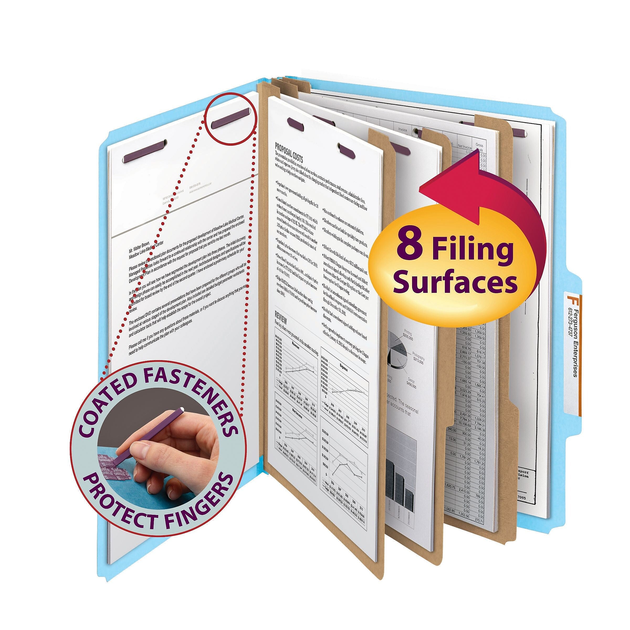 Smead Pressboard Classification Folders with SafeSHIELD Fasteners, 3