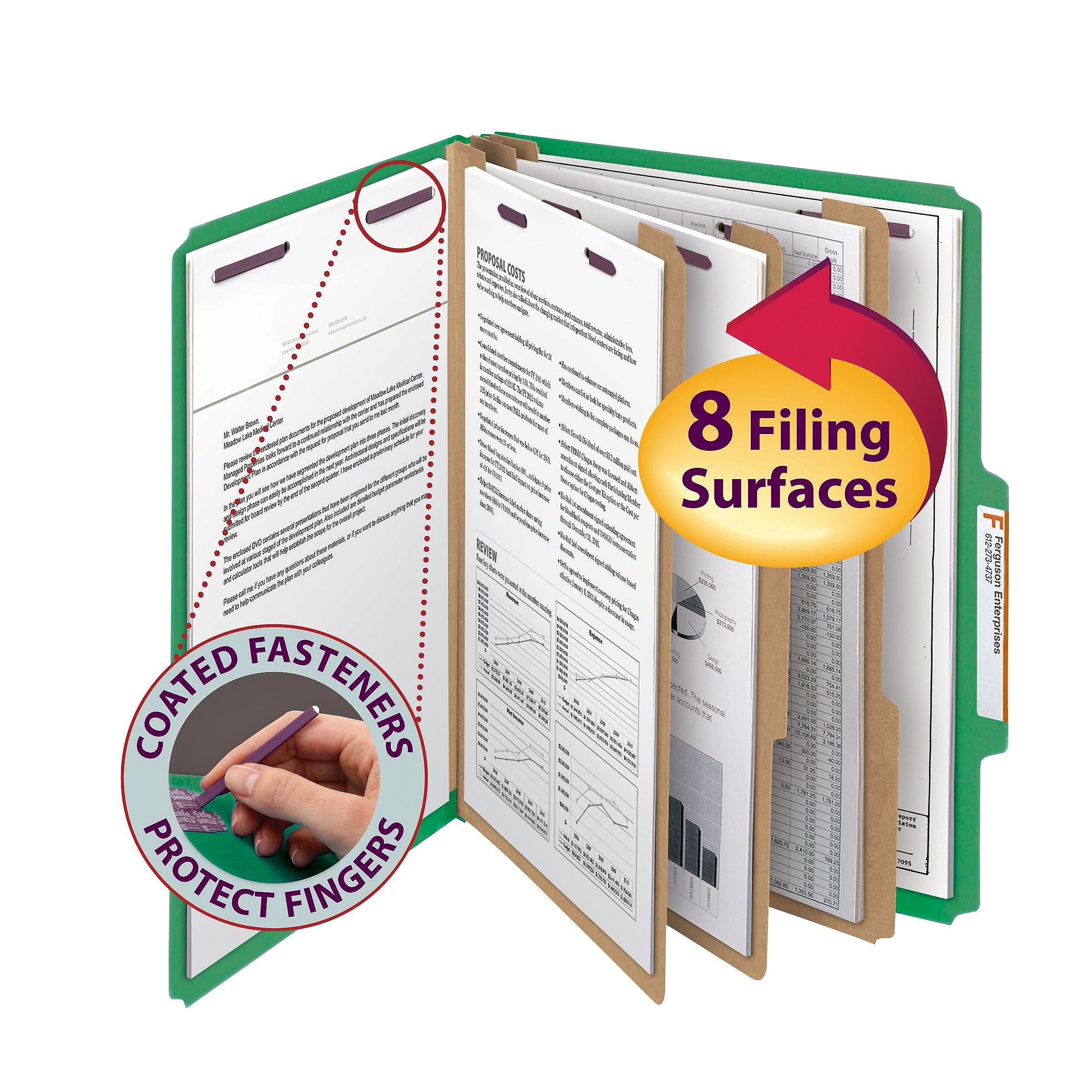 Smead Pressboard Classification Folders with SafeSHIELD Fasteners, 3