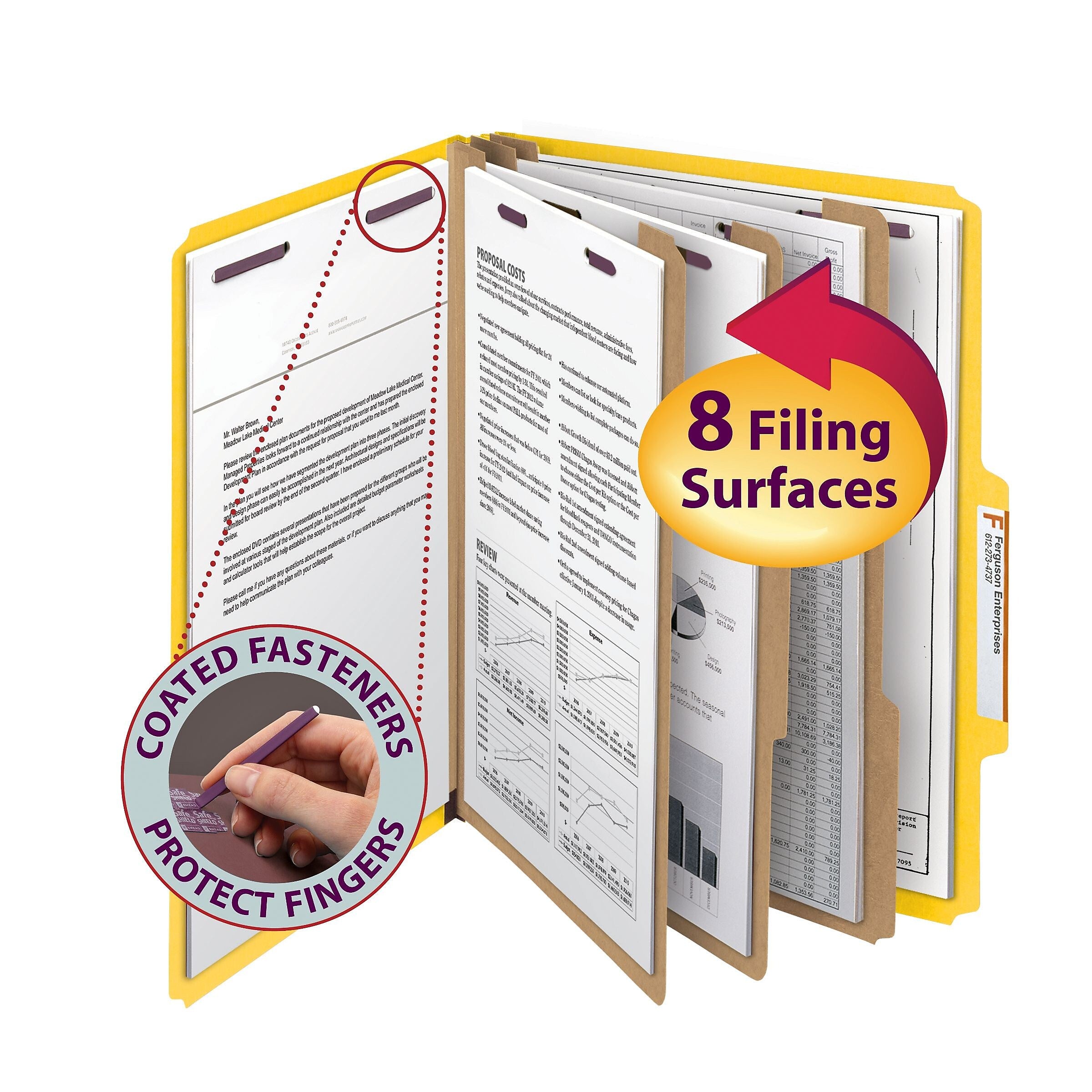 Smead Pressboard Classification Folders with SafeSHIELD Fasteners, 3