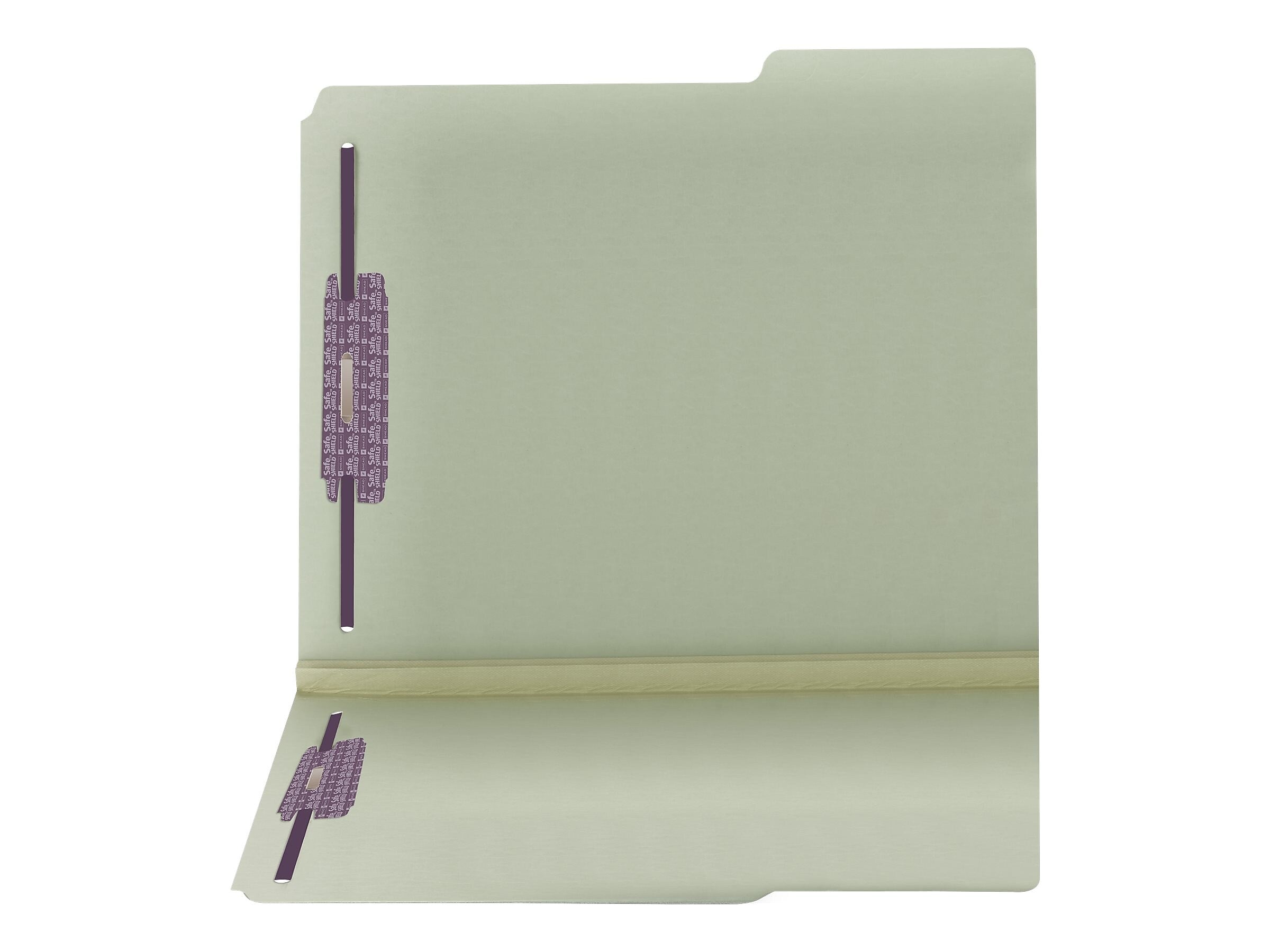 Smead Pressboard Classification Folders with SafeSHIELD Fasteners, Letter Size, Gray/Green, 25/Box
