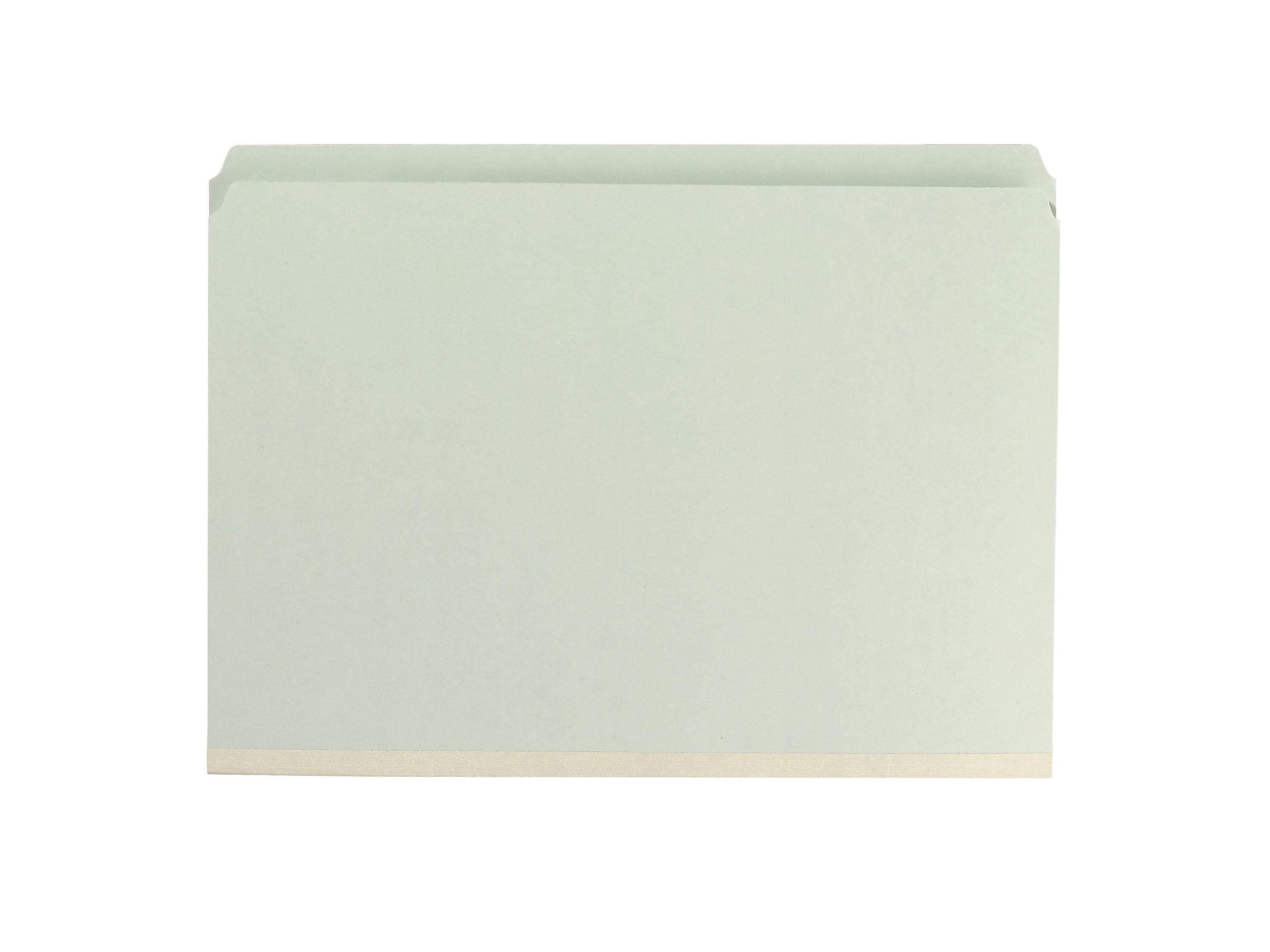 Smead Pressboard Classification Folders with SafeSHIELD Fasteners, Straight-Cut Tab, Legal Size, Gray/Green, 25/Box