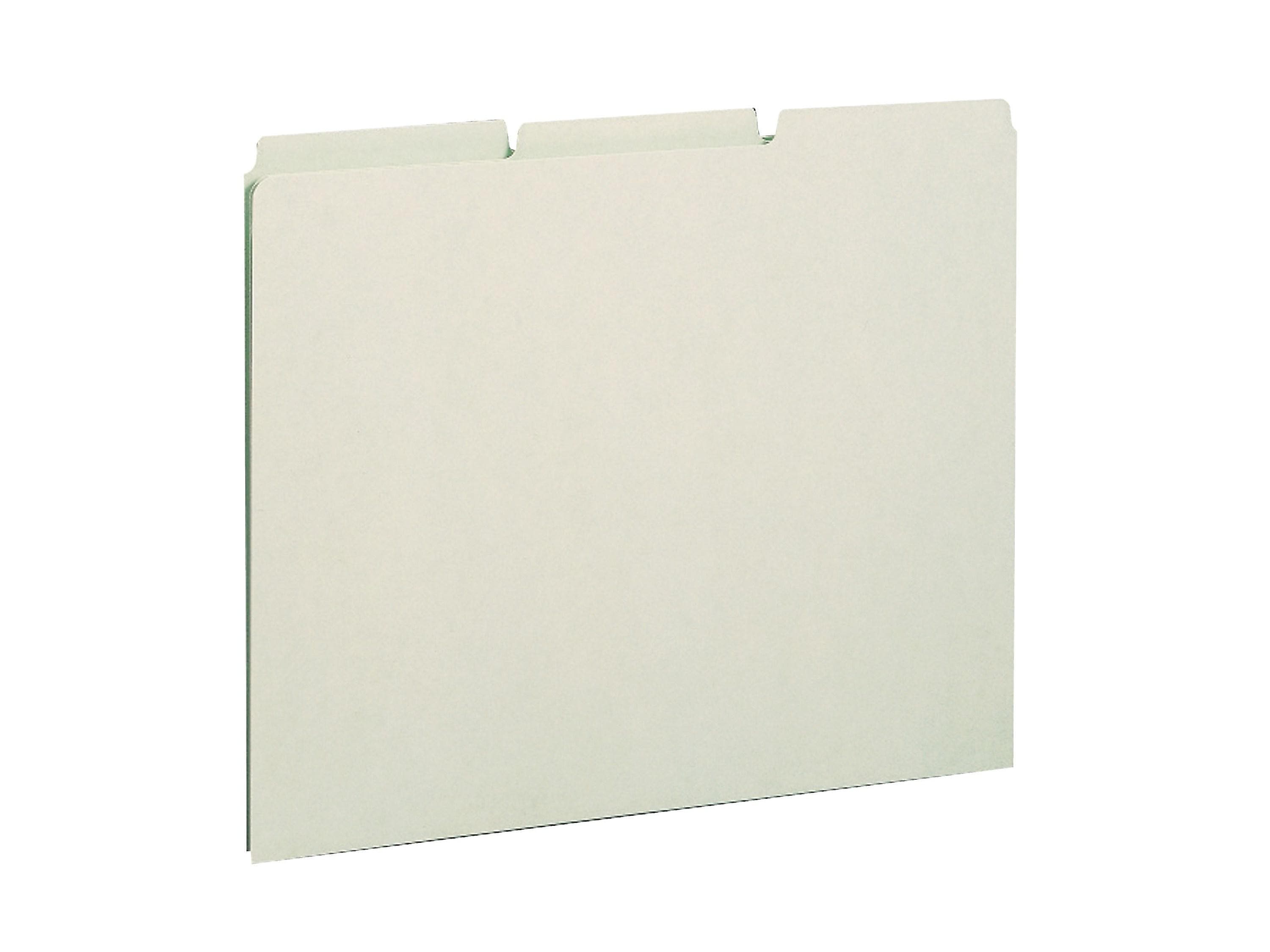 Smead Pressboard Filing Guides, 1/3-Cut, Letter Size, Gray/Green, 100/Box