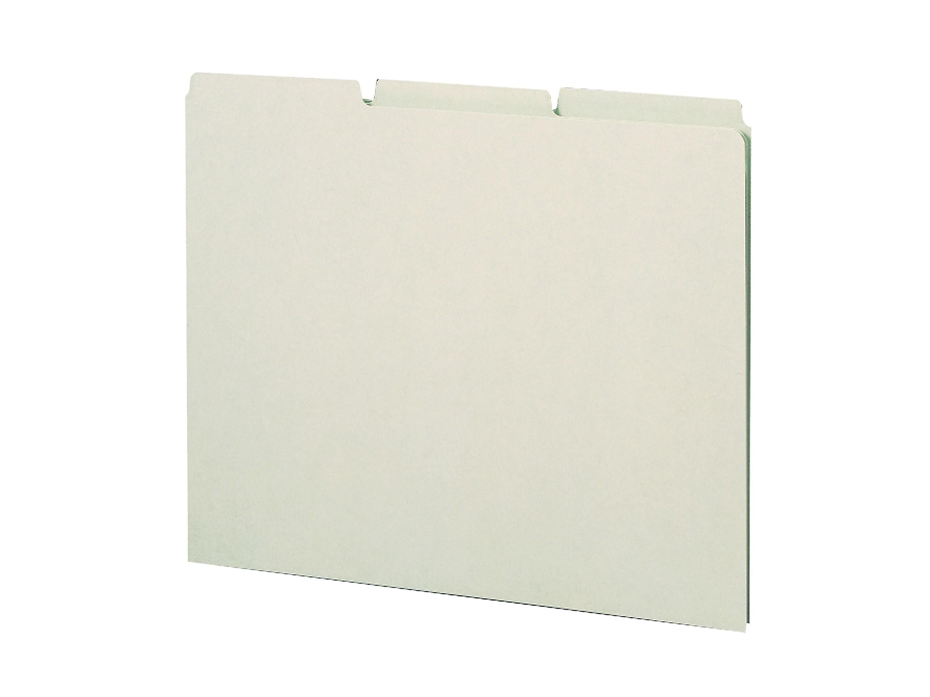 Smead Pressboard Filing Guides, 1/3-Cut, Letter Size, Gray/Green, 100/Box