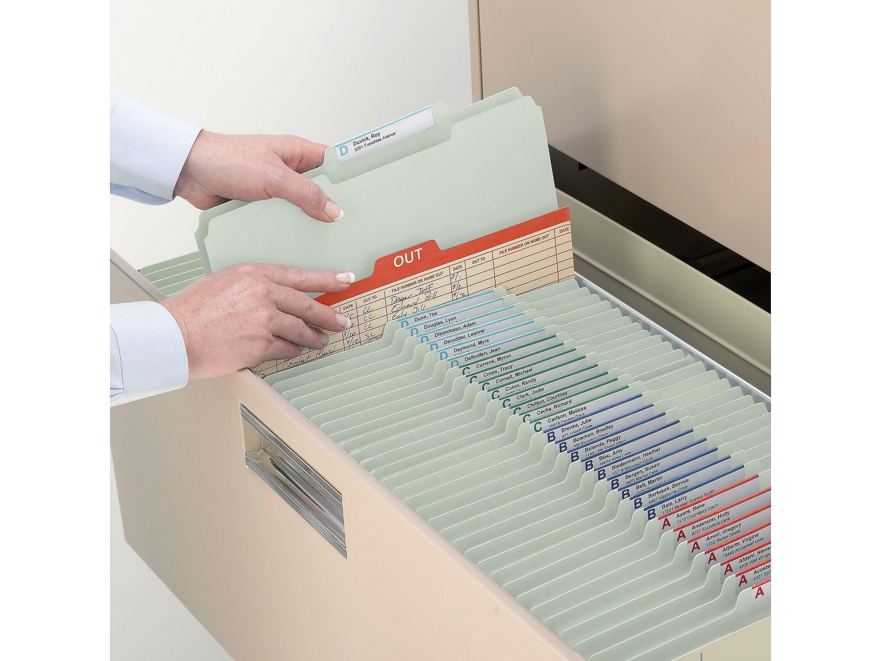 Smead Recycled Pressboard Classification Folders with SafeSHIELD Fasteners, 2/5-Cut Tab, Legal Size, Gray/Green, 25/Box