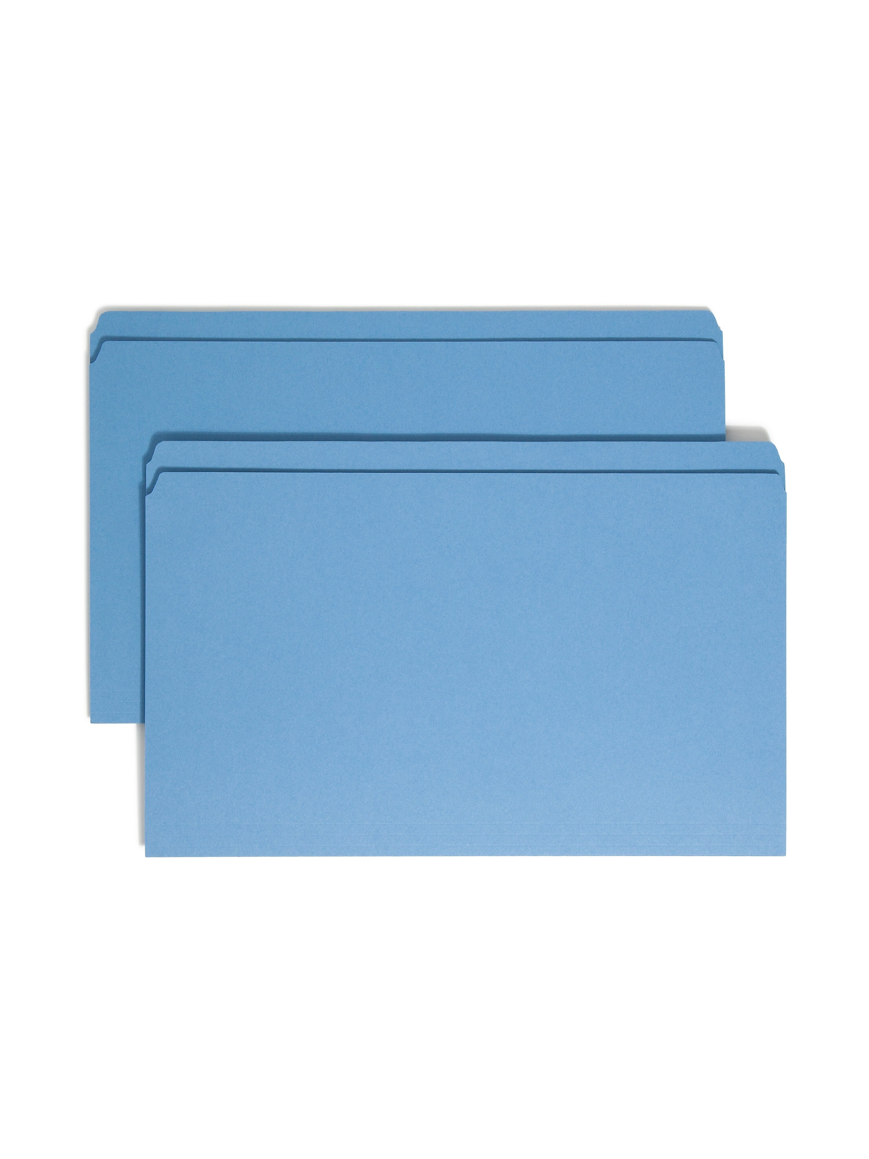 Smead Reinforced File Folder, Straight Cut, Legal Size, Blue, 100/Box