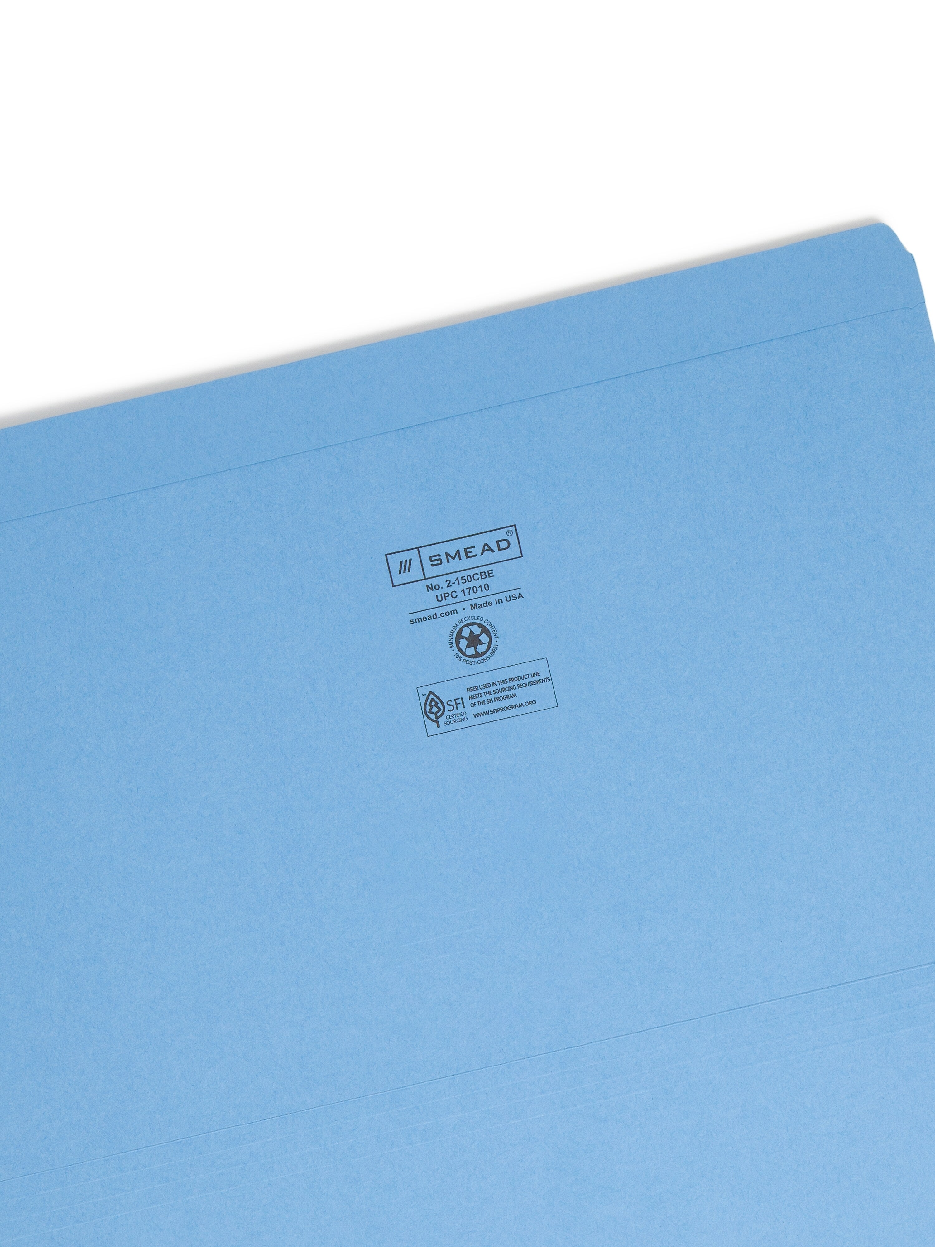 Smead Reinforced File Folder, Straight Cut, Legal Size, Blue, 100/Box