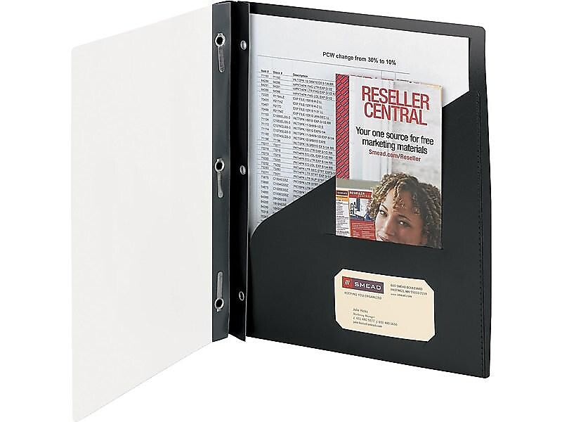 Smead Report Covers with Clear Front, 3-Prong, Letter Size, Black, 5/Pack