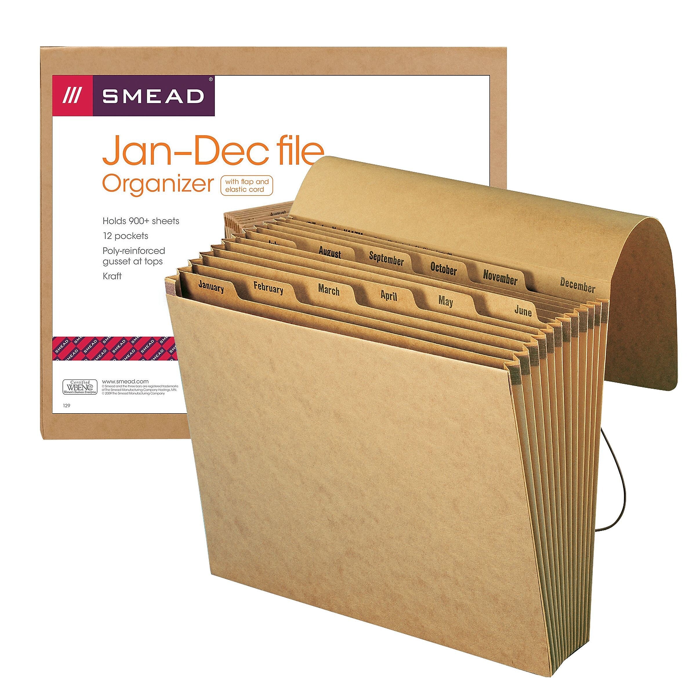 Smead Smead 10 Standard Reinforced Kraft Accordion File, Monthly Index, 12 Pocket, Letter, Kraft
