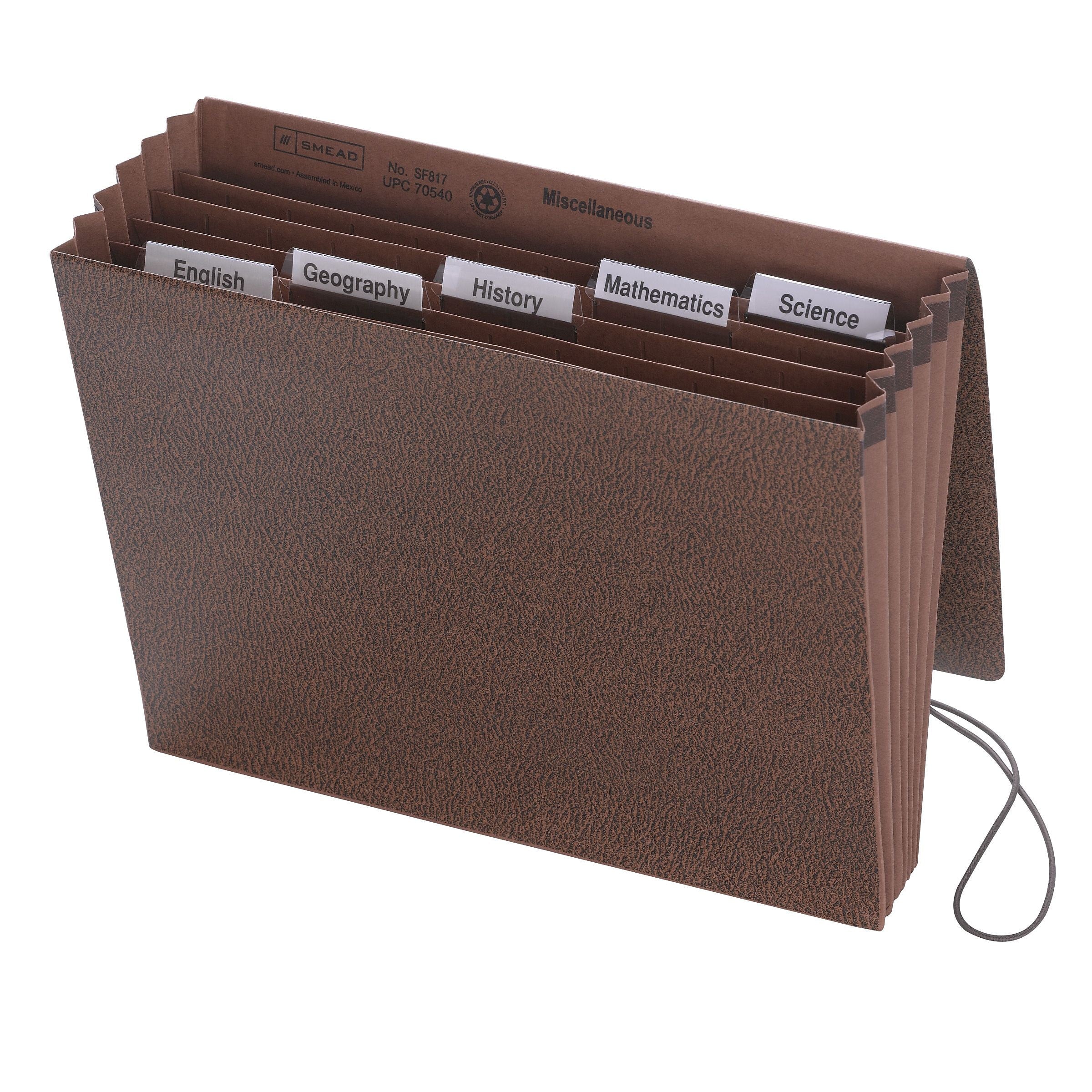 Smead Subject File, 6 Pockets, Flap and Elastic Cord Closure, Letter Size, Redrope-Printed Stock