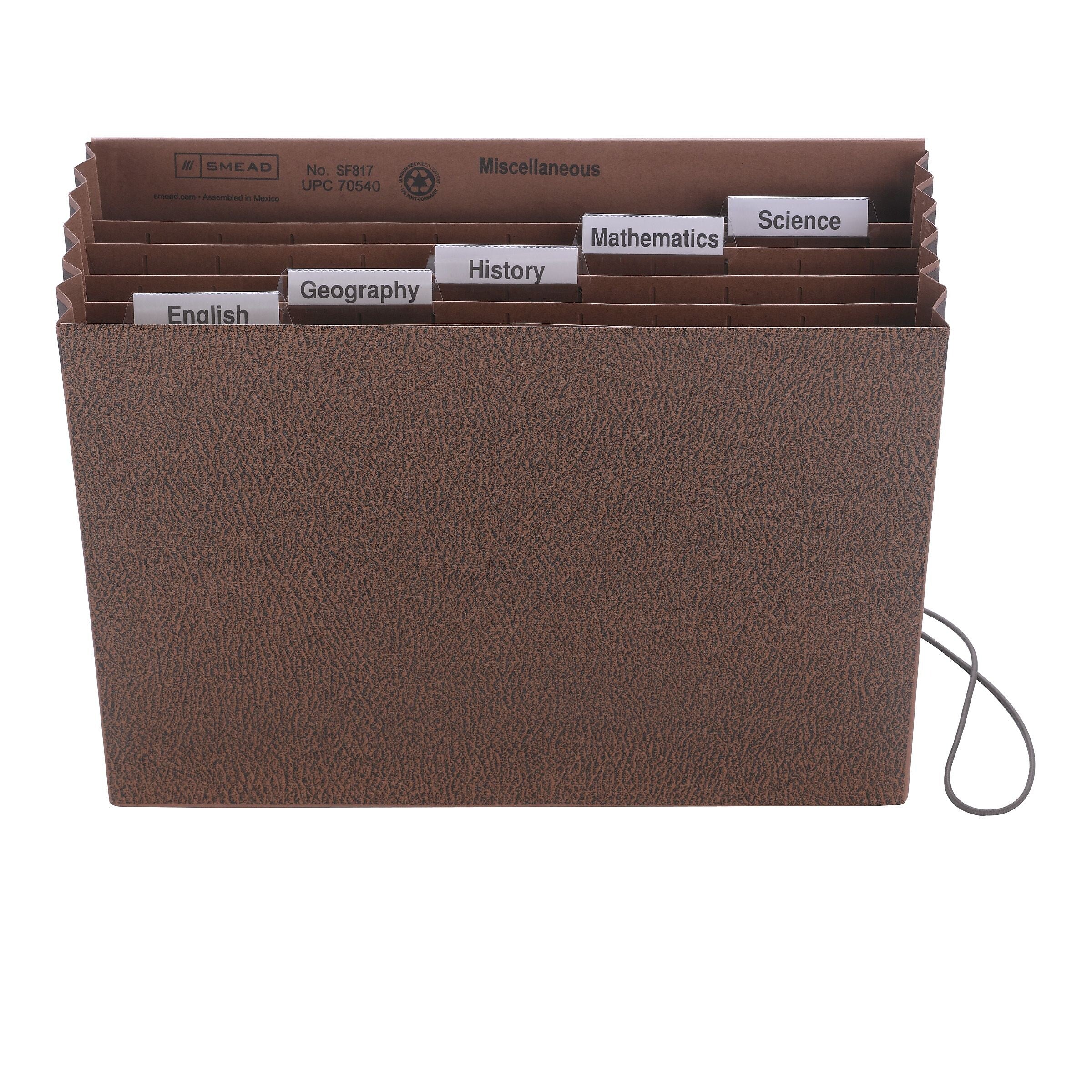 Smead Subject File, 6 Pockets, Flap and Elastic Cord Closure, Letter Size, Redrope-Printed Stock