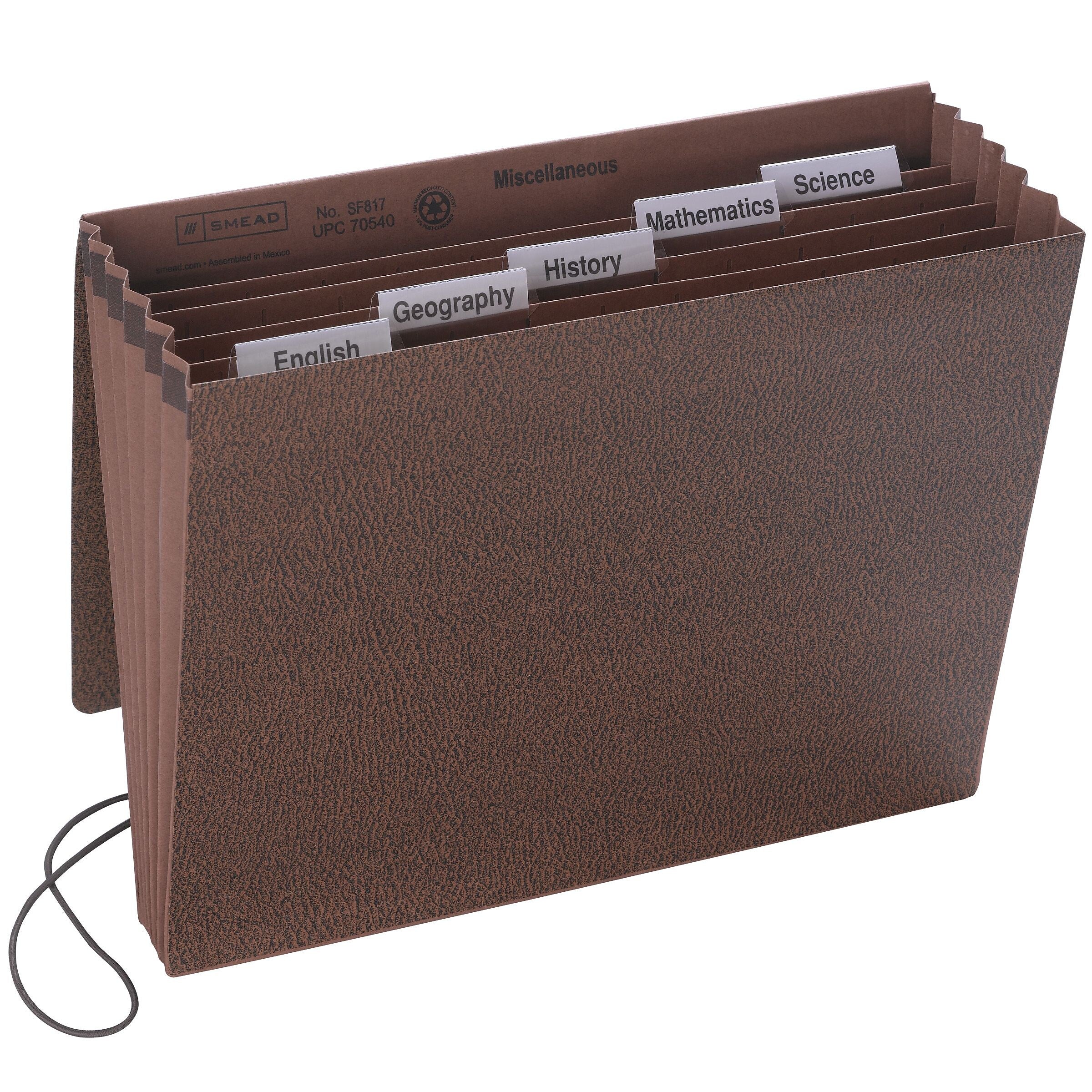 Smead Subject File, 6 Pockets, Flap and Elastic Cord Closure, Letter Size, Redrope-Printed Stock