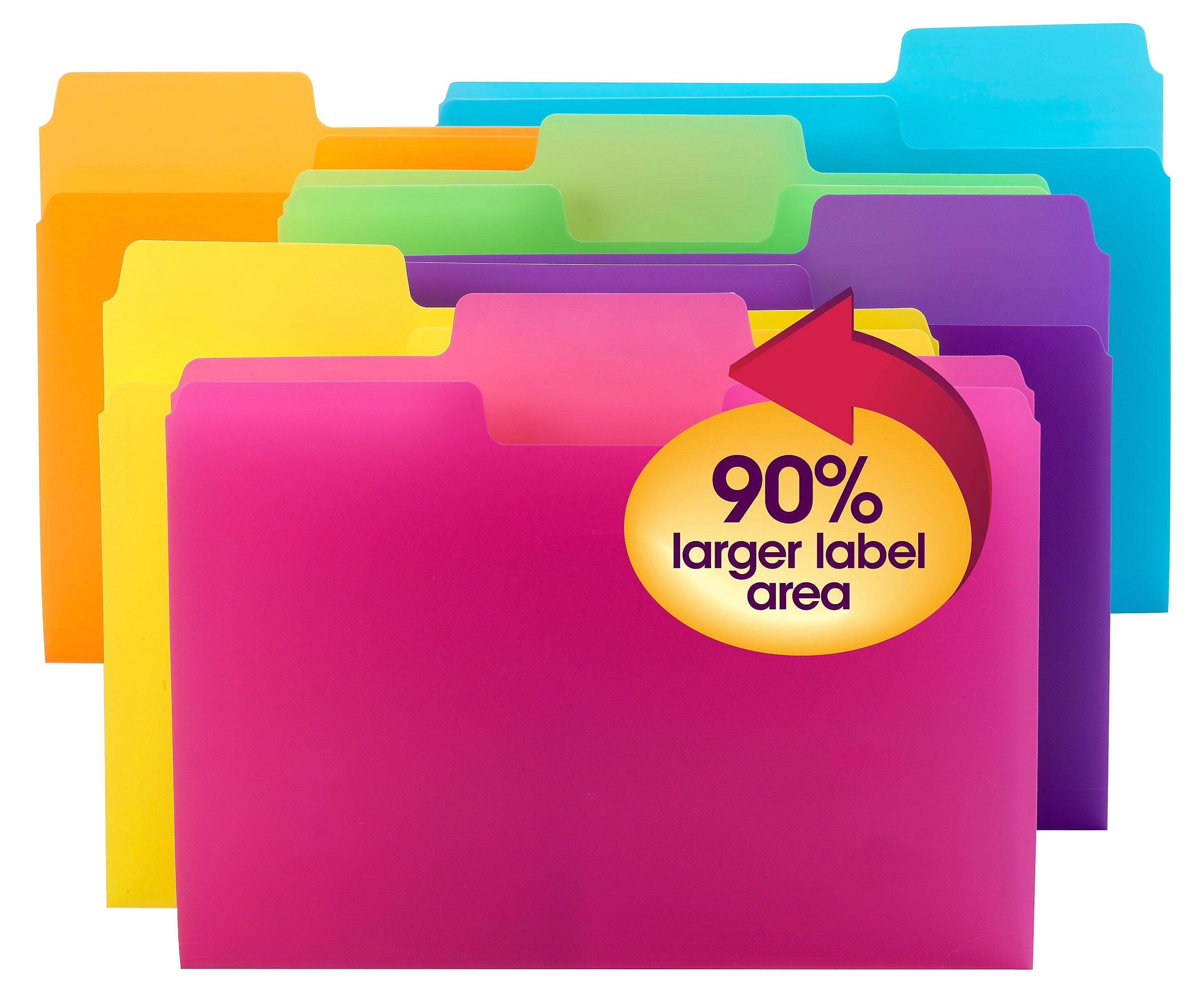 Smead SuperTab® File Folder, 1/3-Cut tab, Letter Size, Poly, 18 per Pack
