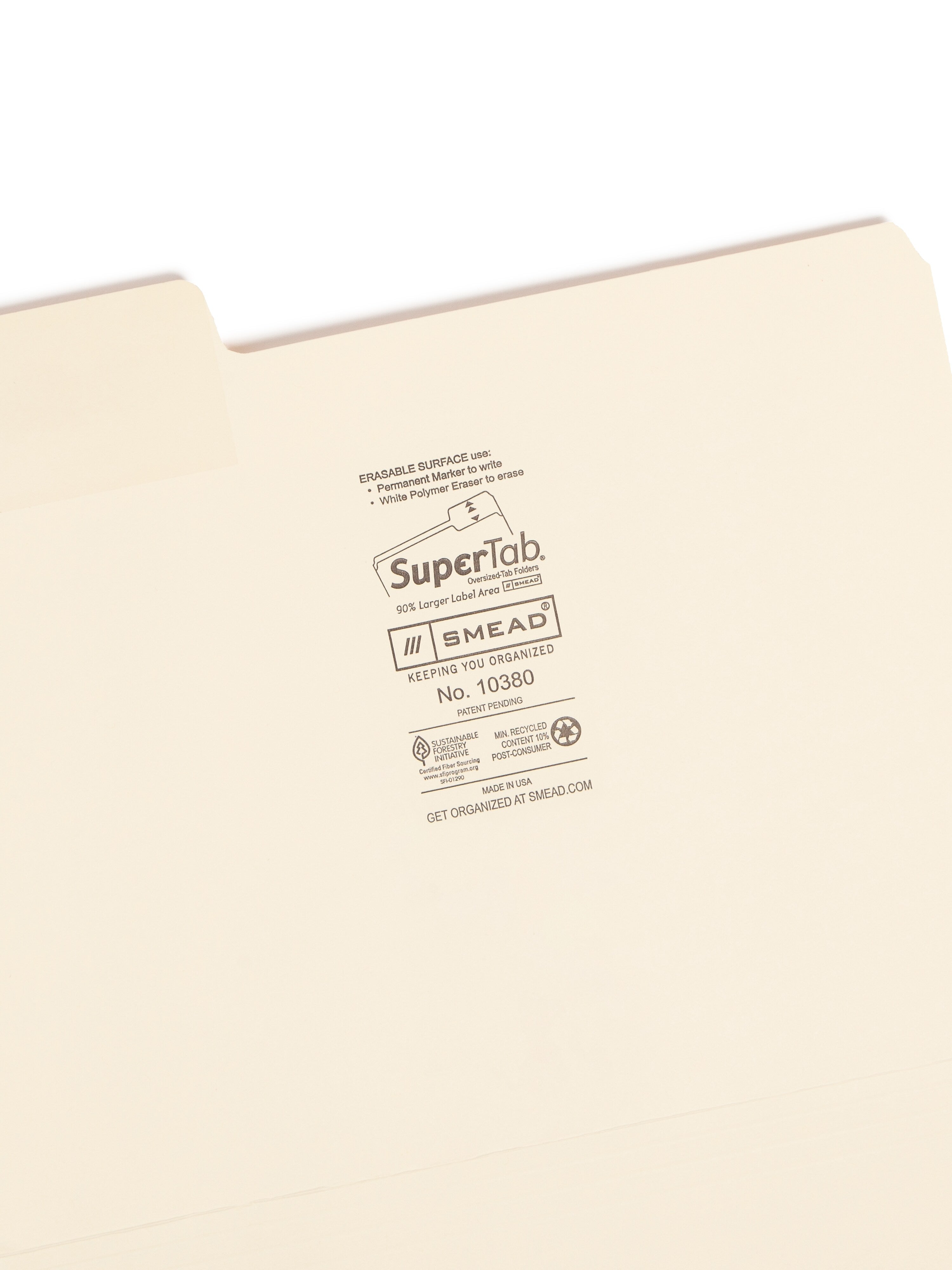 Smead SuperTab File Folder, 3 Tab, Letter Size, Manila, 24/Pack