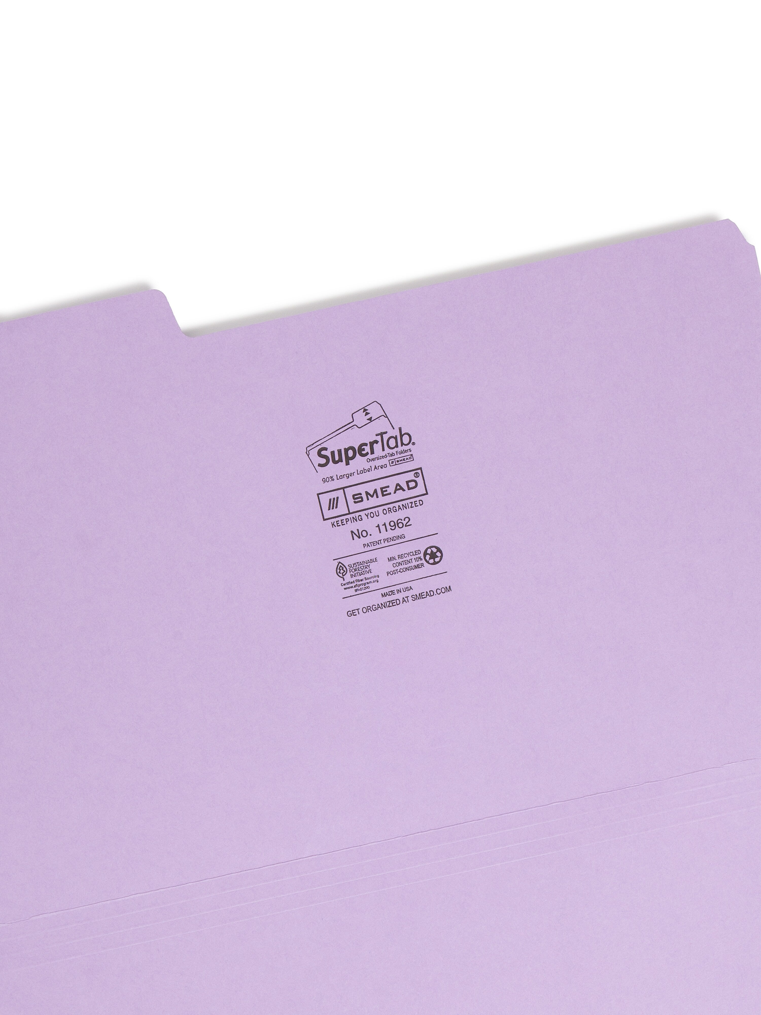Smead SuperTab File Folders, 1/3 Cut, Legal Size, Multicolor, 100/Box