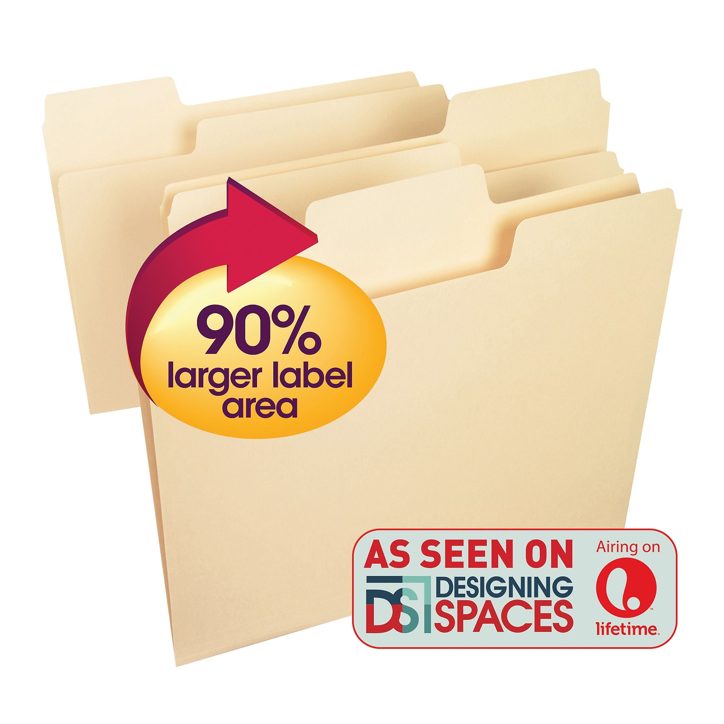 Smead SuperTab File Folders, 1/3 Cut, Letter Size, Manila, 100/Box