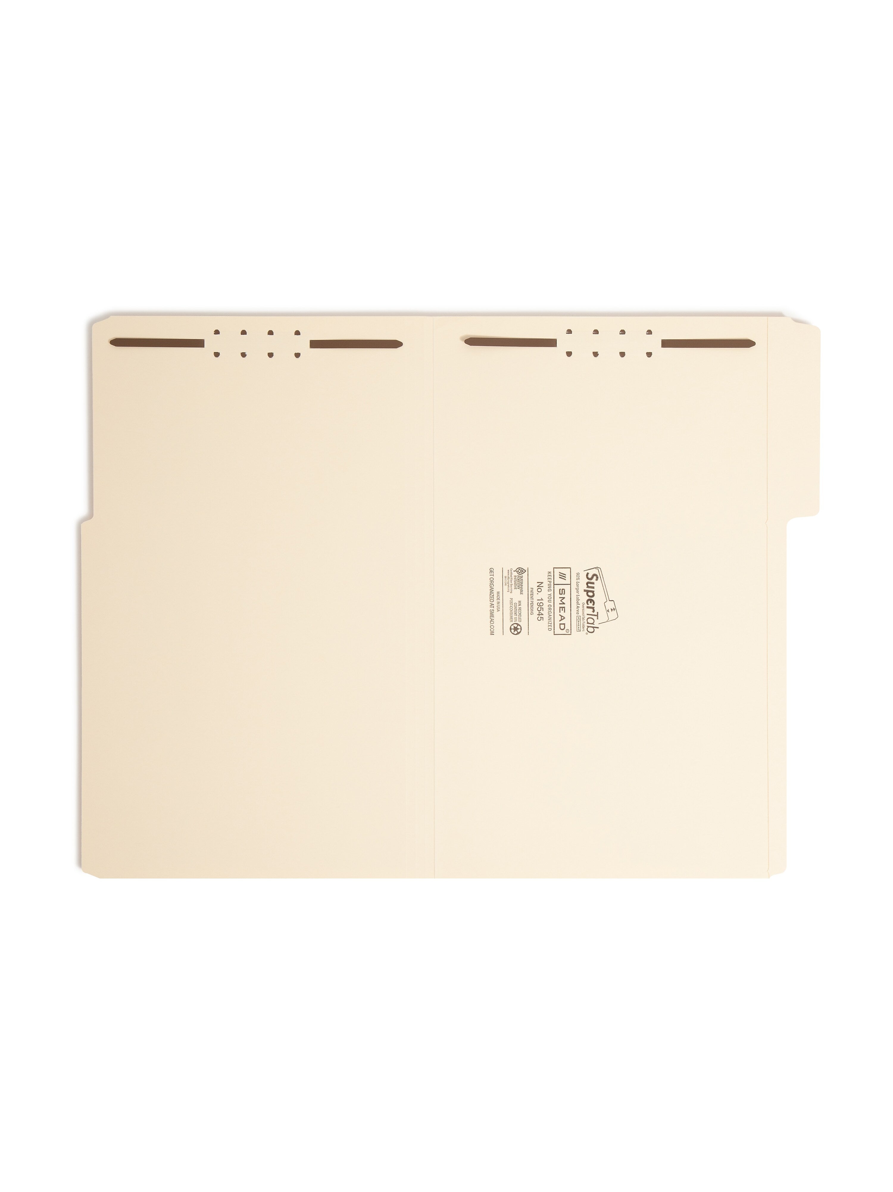 Smead SuperTab® Heavy Duty Manila Fastener Folder, Reinforced 1/3-Cut Tab, Guide Height, Legal Size, 50 per Box
