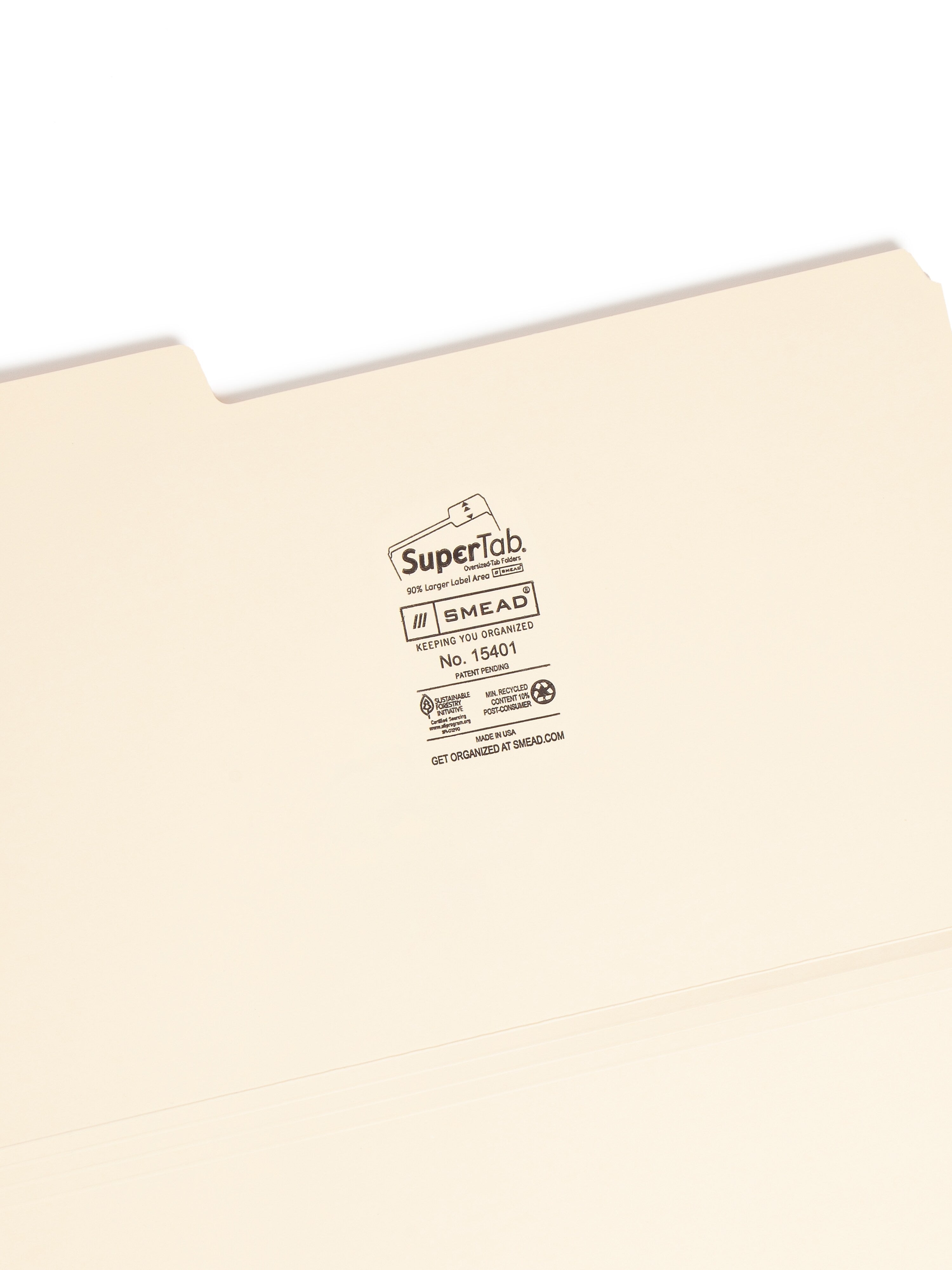 Smead SuperTab Heavyweight File Folder, Oversized 1/3-Cut Tab, Legal, Manila