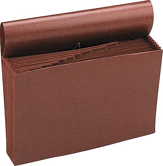 Smead TUFF Expanding File, Monthly , 12 Pockets, Flap and Elastic Cord Closure, Legal Size, Redrope Stock