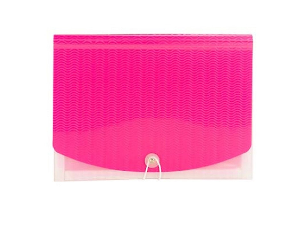 Smead Vibrant Line Plastic Accordion File, 12-Pocket, Letter Size, Pink/Clear