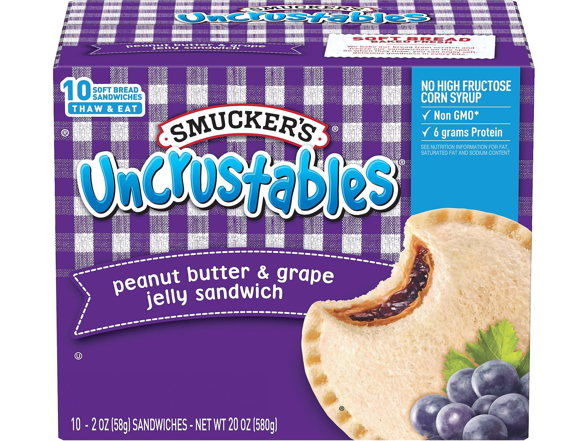 Smuckers Uncrustables Bread Sandwich, 10 Sandwiches/Pack, 2/Pack