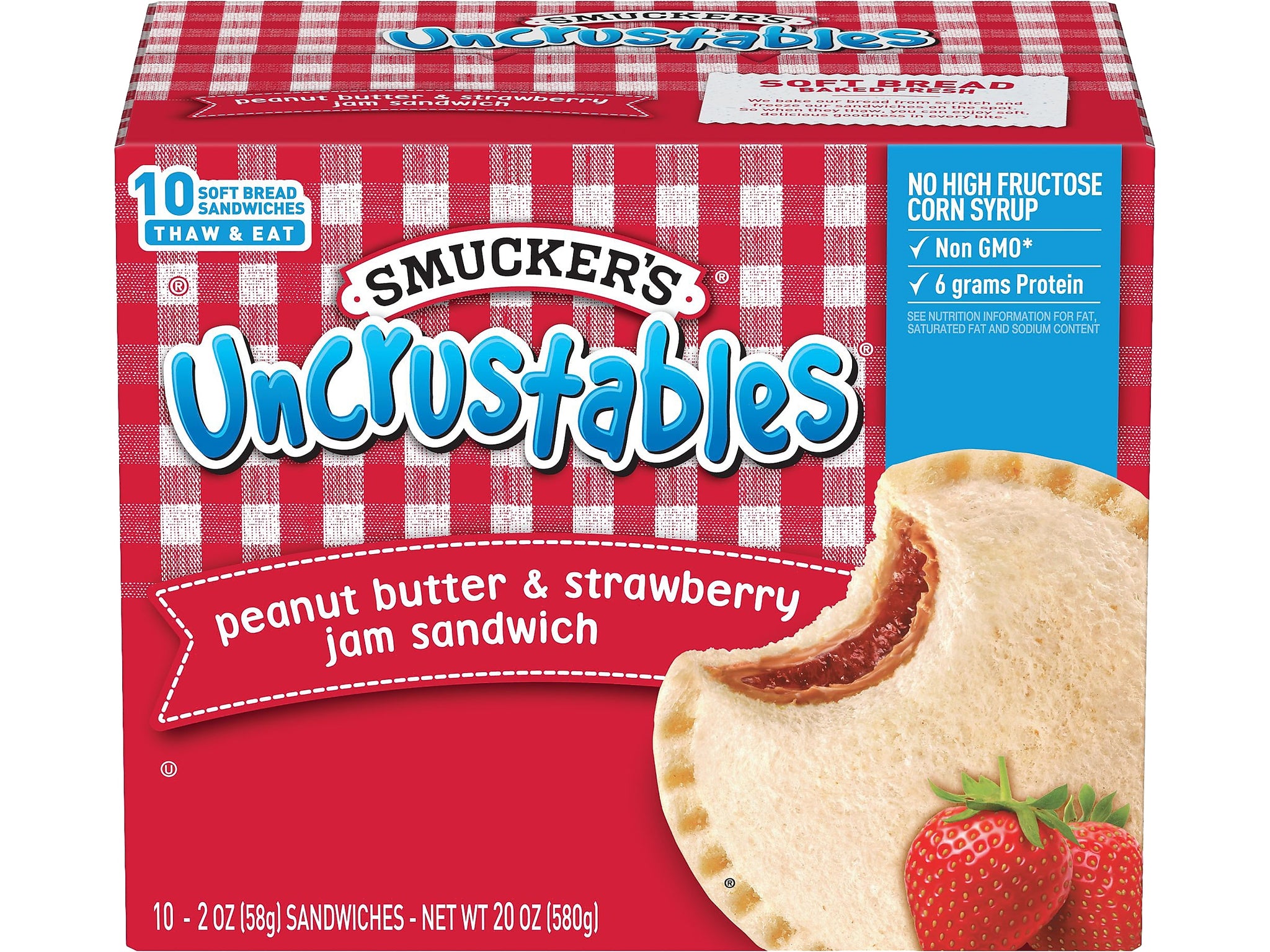 Smuckers Uncrustables Bread Sandwich, 10 Sandwiches/Pack, 2/Pack