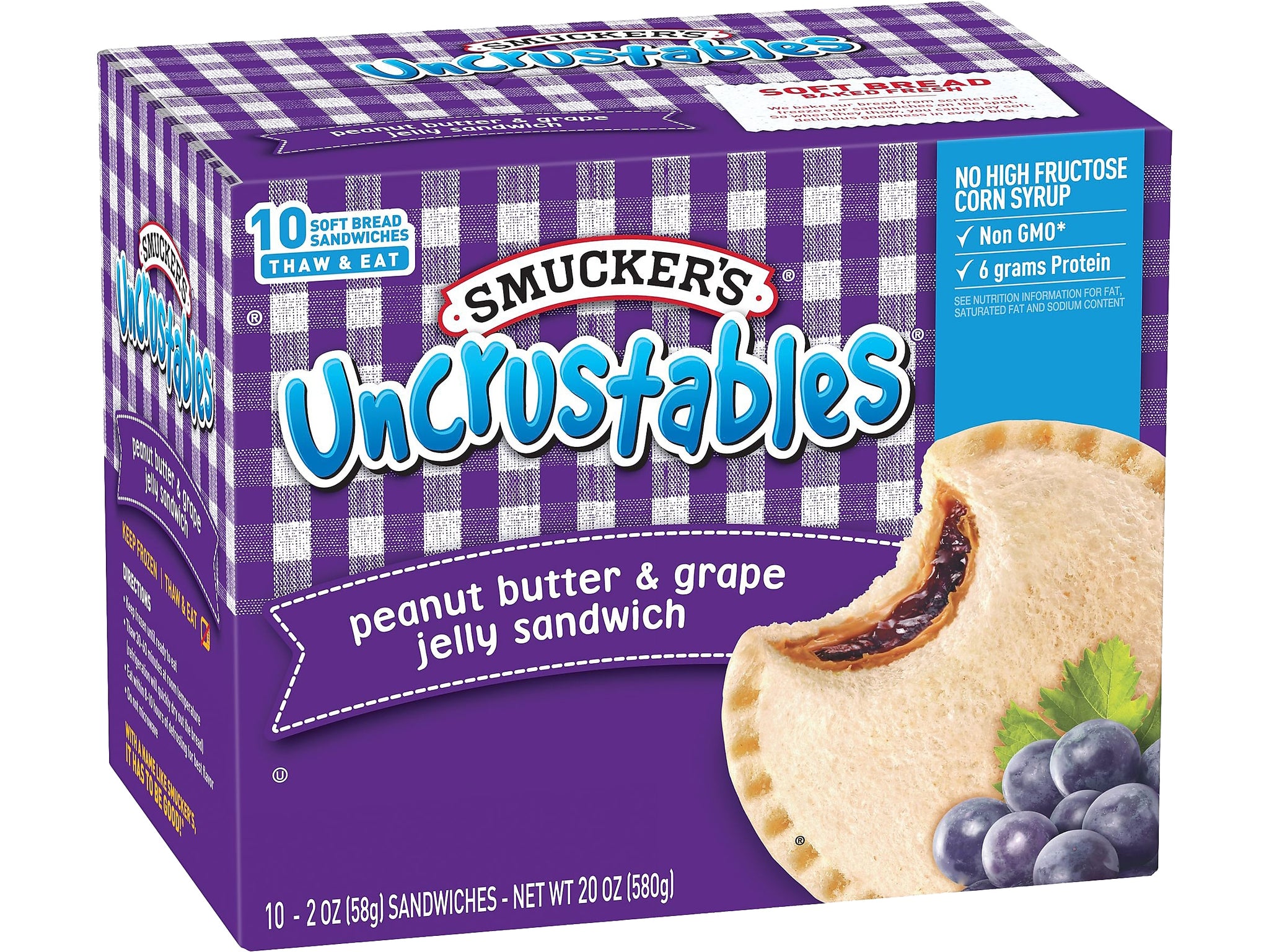 Smuckers Uncrustables Bread Sandwich, 10 Sandwiches/Pack, 2/Pack