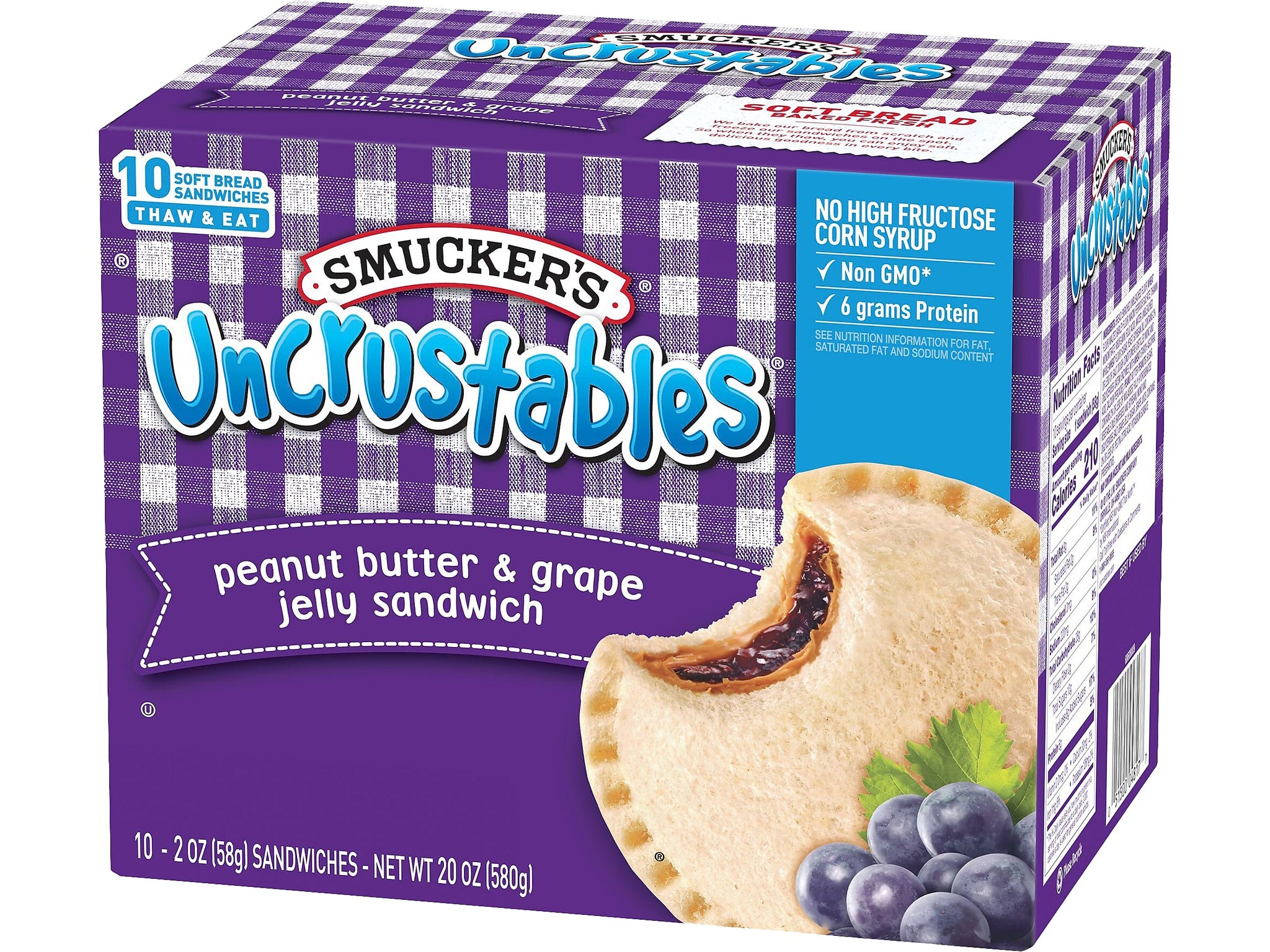 Smuckers Uncrustables Bread Sandwich, 10 Sandwiches/Pack, 2/Pack