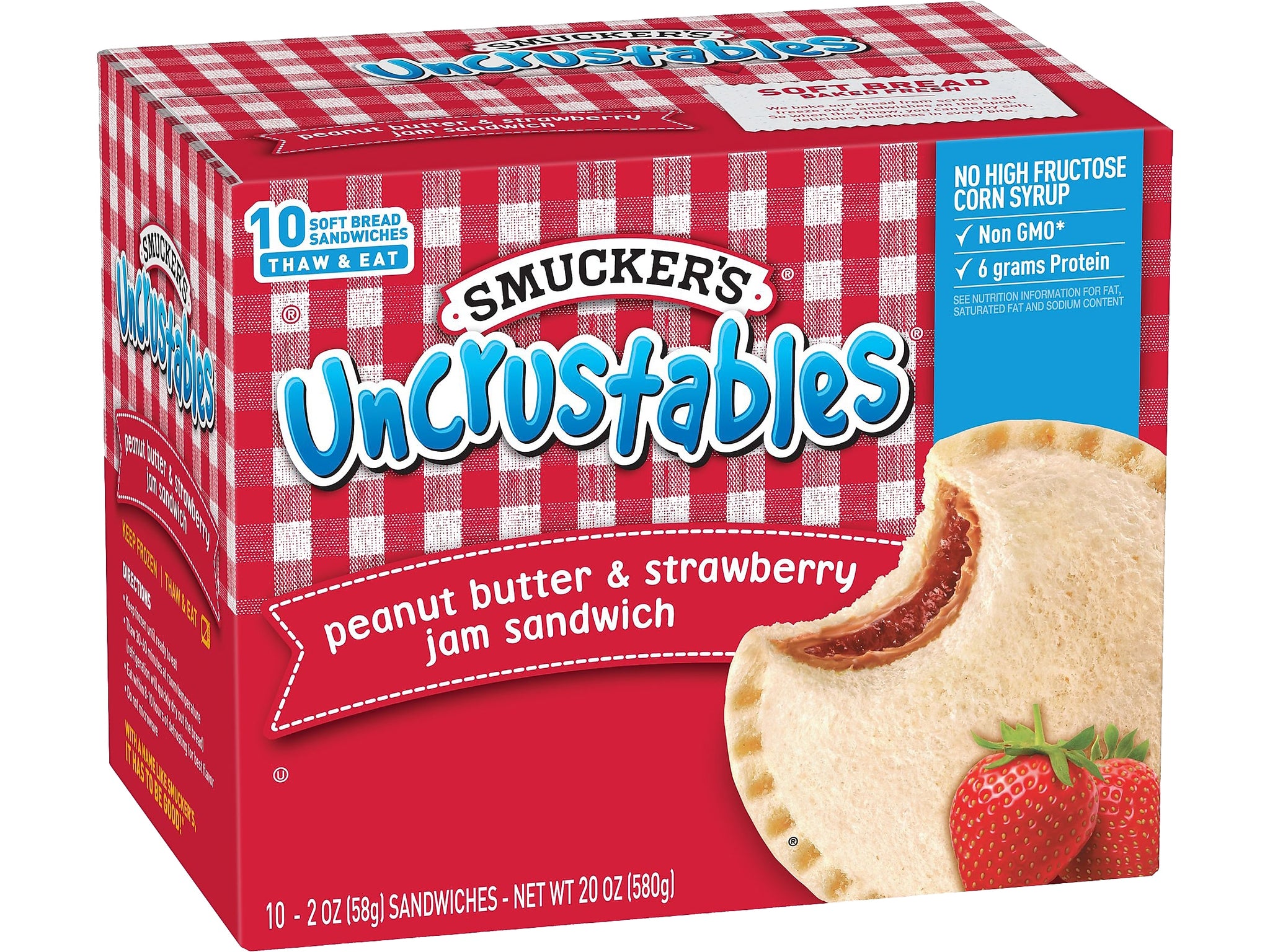 Smuckers Uncrustables Bread Sandwich, 10 Sandwiches/Pack, 2/Pack