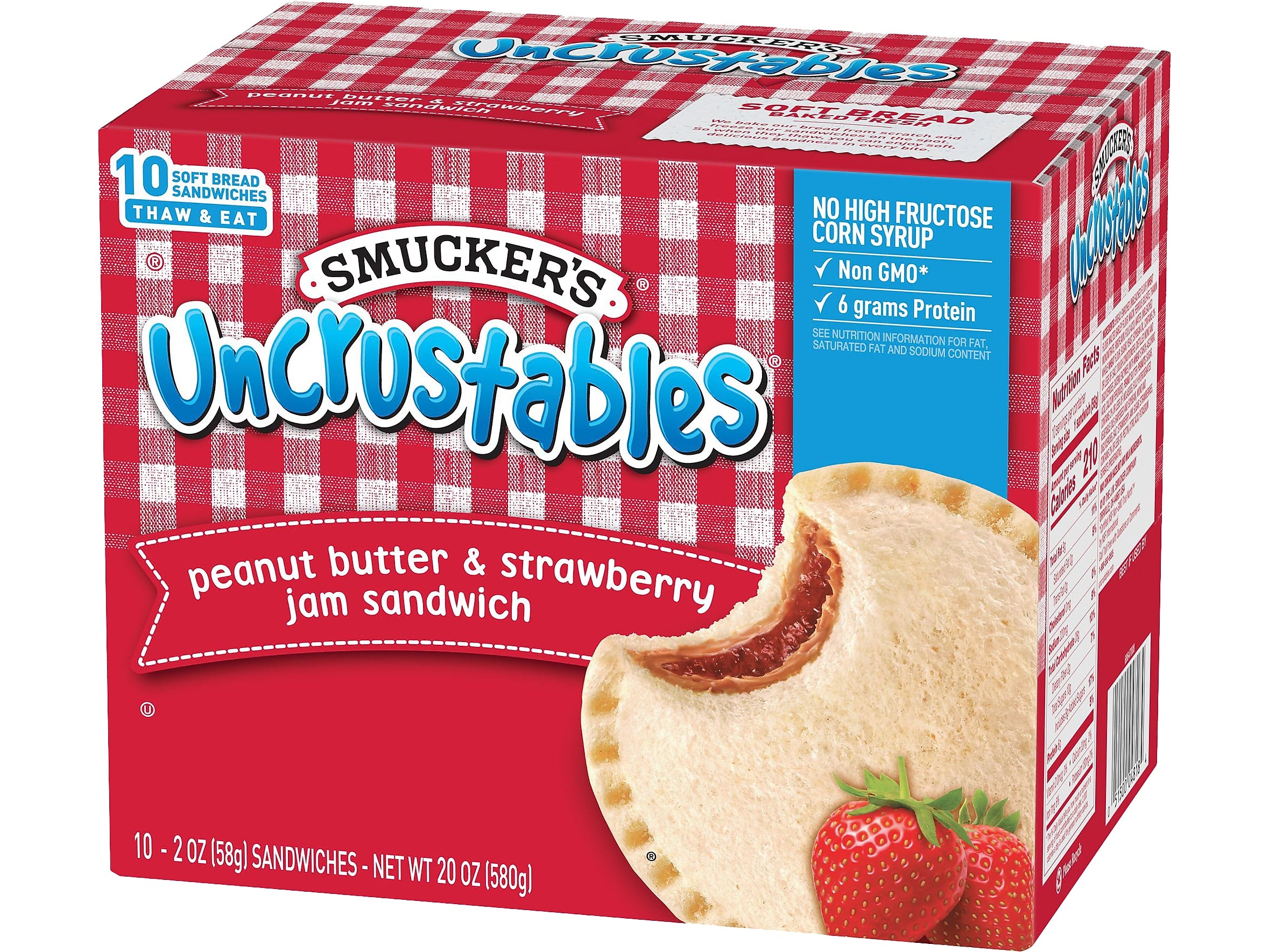Smuckers Uncrustables Bread Sandwich, 10 Sandwiches/Pack, 2/Pack