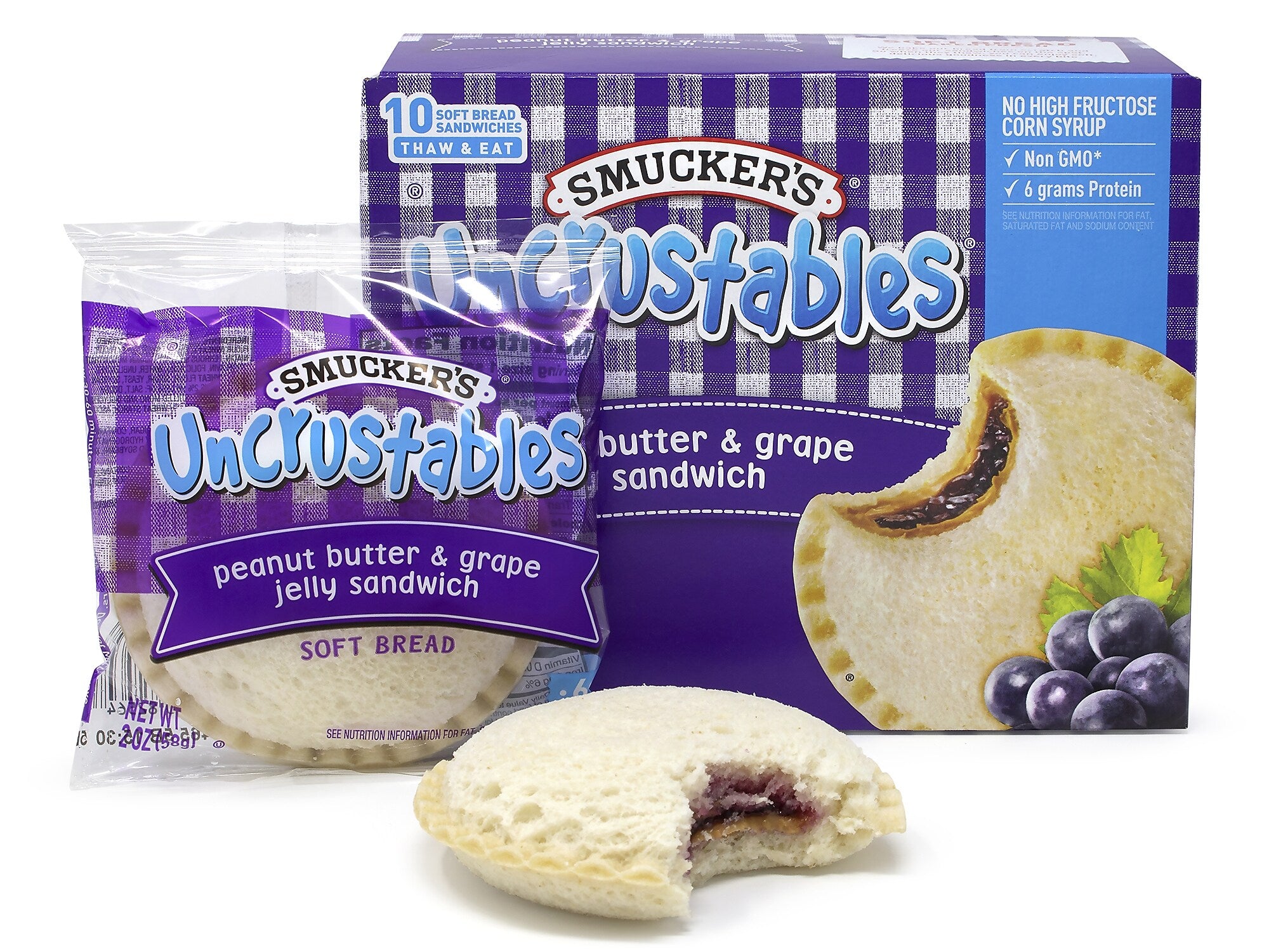 Smuckers Uncrustables Peanut Butter/Grape Jelly Sandwich, 2 oz., 2/Box