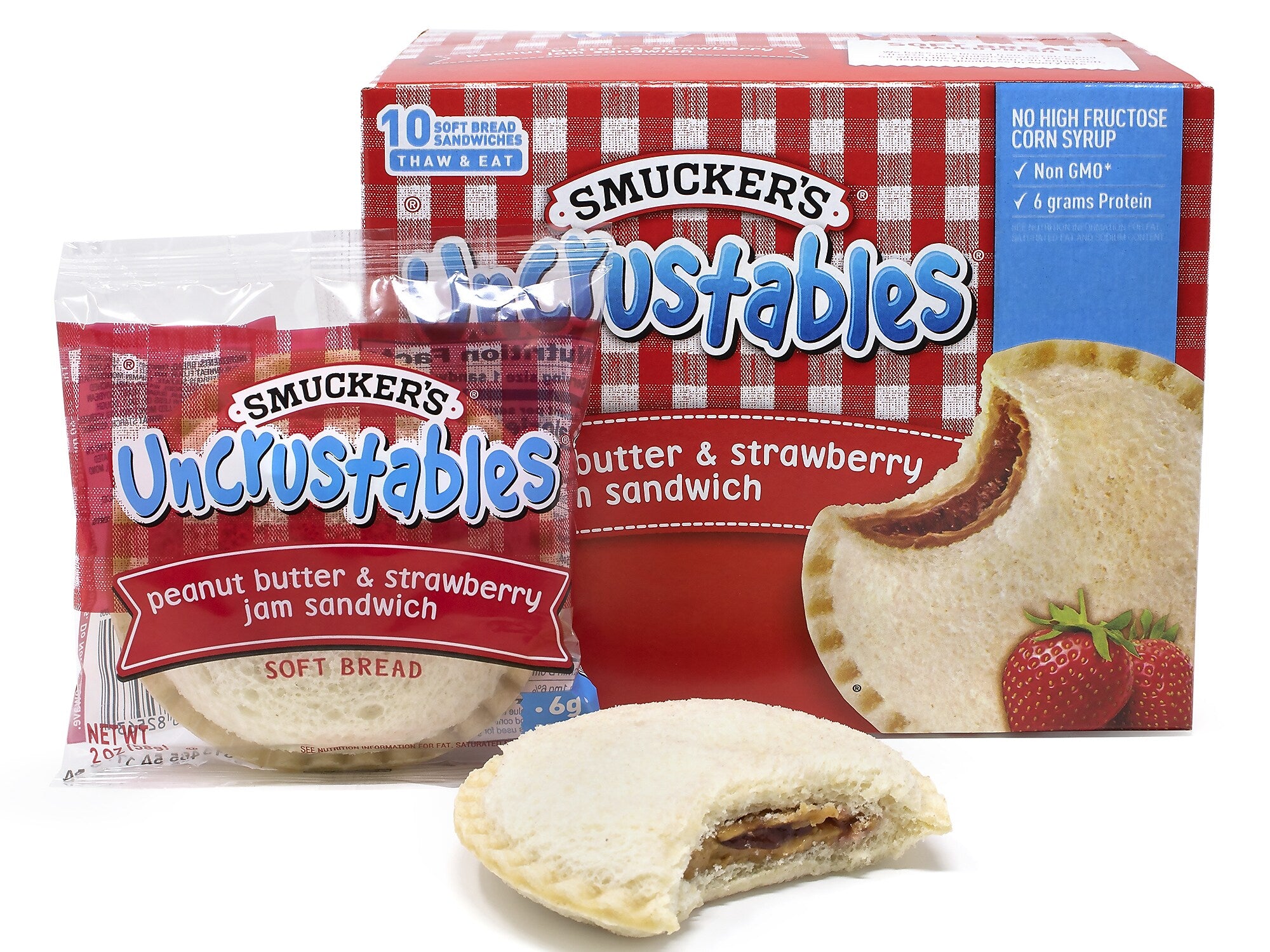 Smuckers Uncrustables Peanut Butter/Strawberry Jam Sandwich, 2 oz., 2/Box