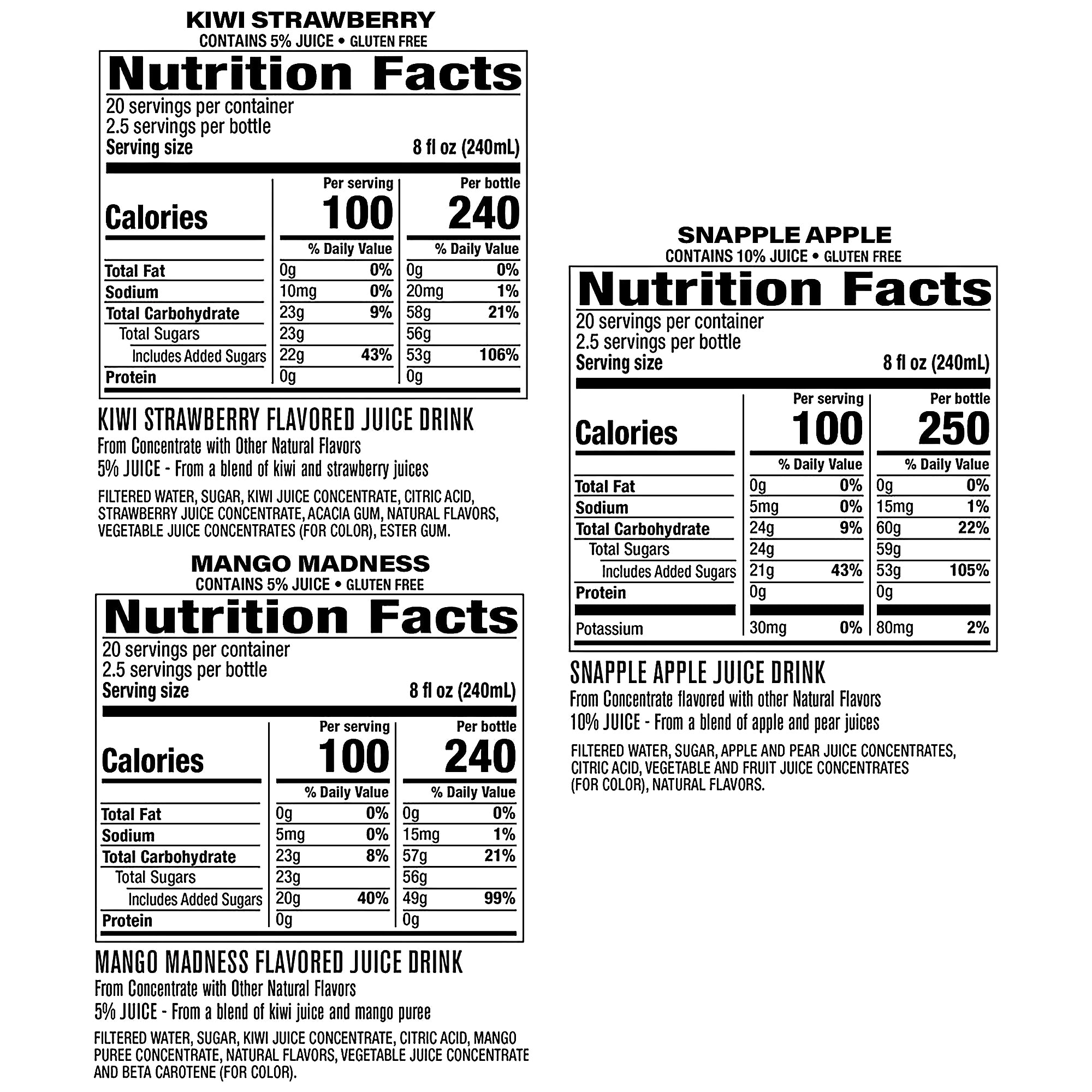 Snapple Juice Drink Variety Pack, 20 oz., 24/Pack