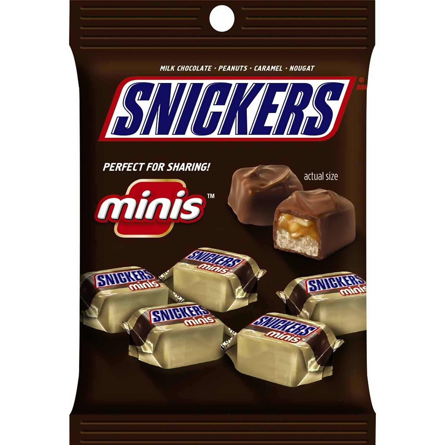 Snickers Minis Size Chocolate Candy Bars 4.4 oz Bag, 12/Pack