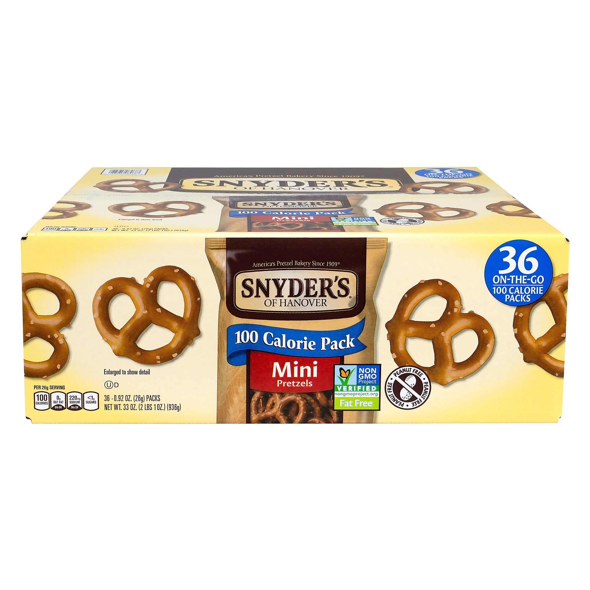 Snyders Mini Original Pretzels Twists, .92 oz., 36 Bags/Box