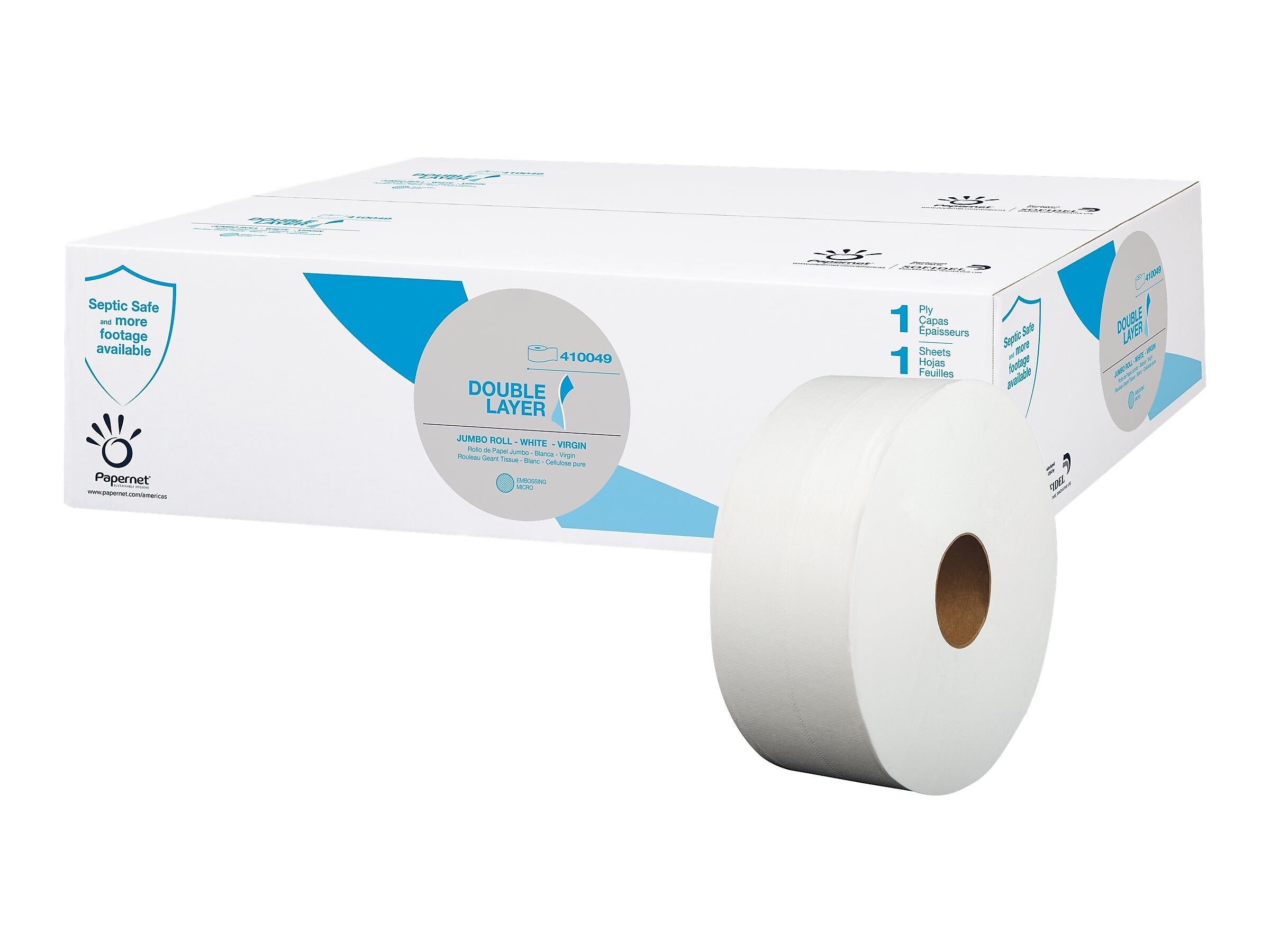 Sofidel 1-Ply Jumbo Toilet Paper, White, 12 Rolls/Carton