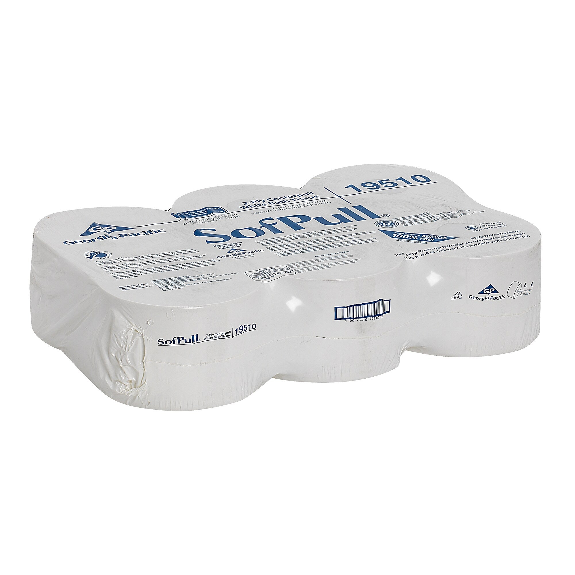 SofPull CenterPull Toilet Paper, 2-Ply, White, 1000 Sheets/Roll, 6 Rolls/Carton