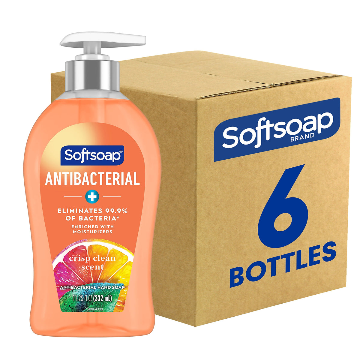 Softsoap Antibacterial Liquid Hand Soap, Crisp Clean Scent, 11.25 oz., 6/Carton