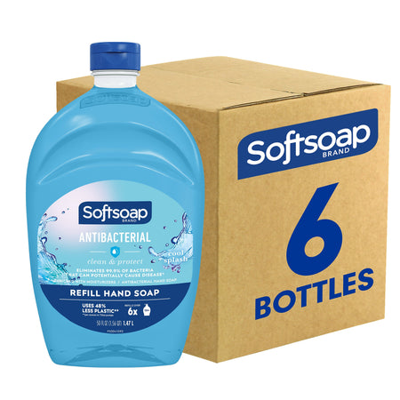 Softsoap Antibacterial Liquid Hand Soap Refill for Dispenser, Cool Splash Scent, 6/Carton