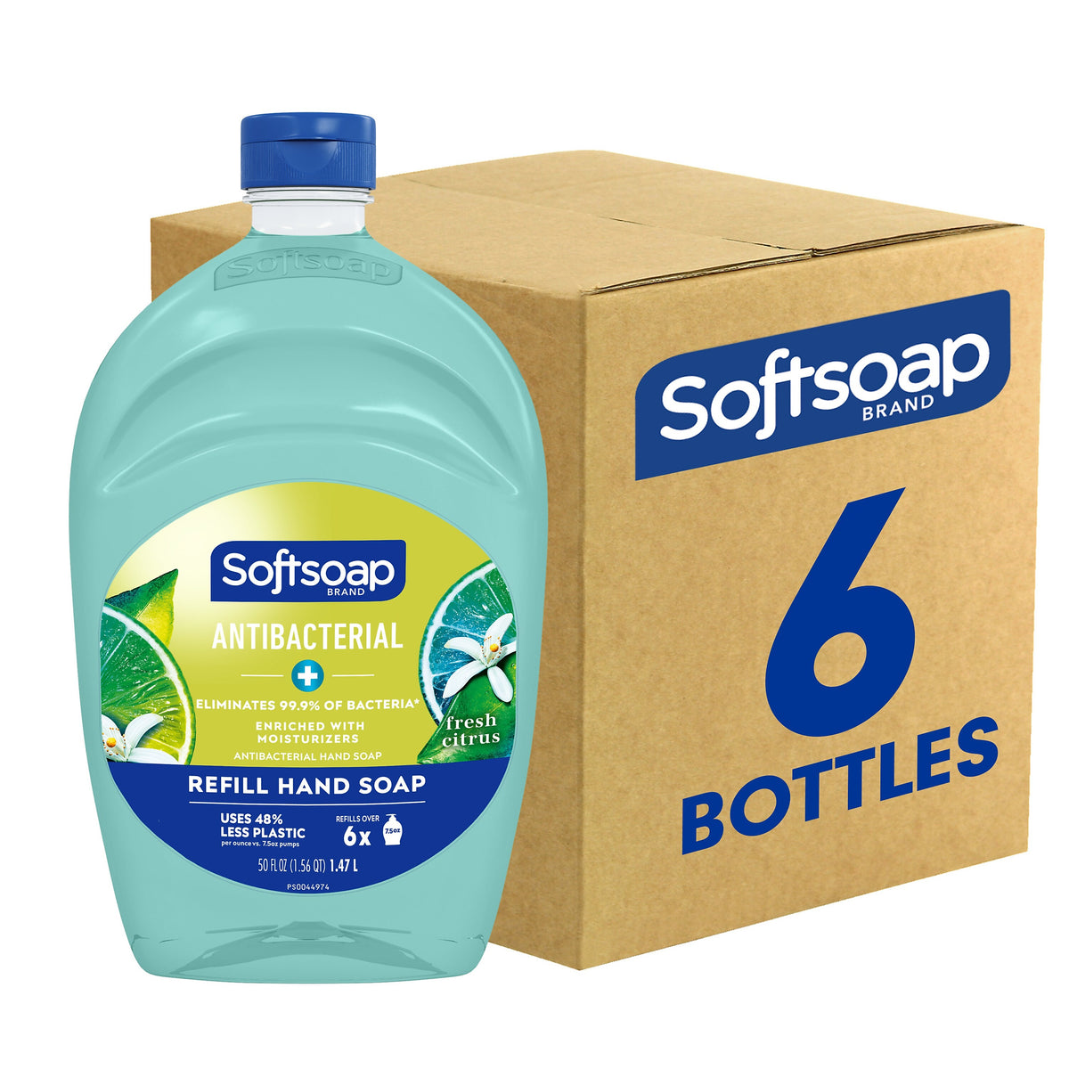 Softsoap Antibacterial Liquid Hand Soap Refill, Fresh Citrus Scent, 50 Fl. Oz., 6/Carton