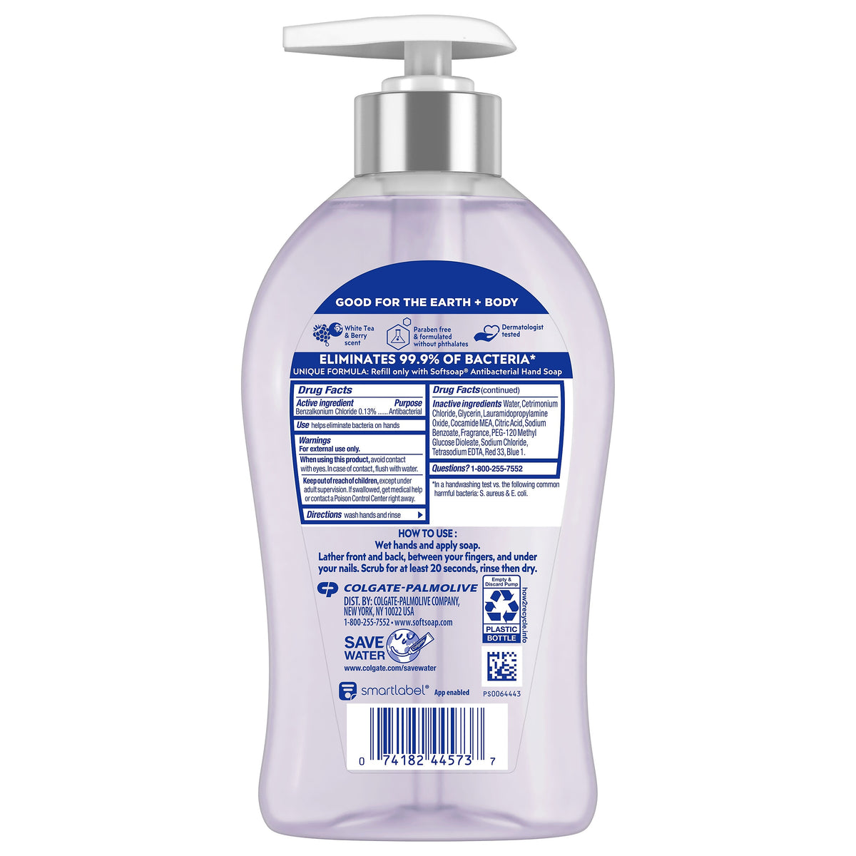 Softsoap Antibacterial Liquid Hand Soap, White Tea & Berry Fusion, 11.25 Oz.