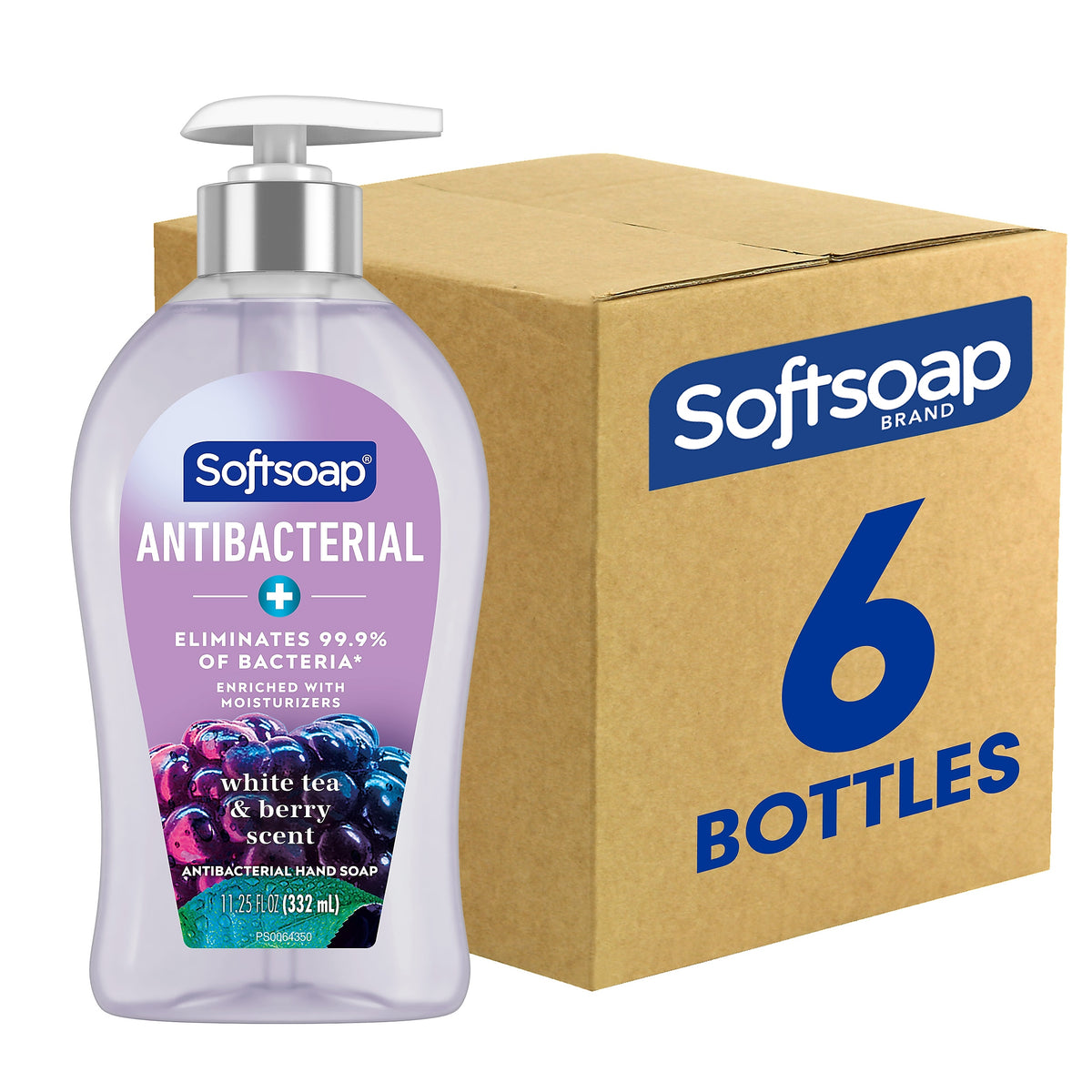 Softsoap Antibacterial Liquid Hand Soap, White Tea & Berry Scent, 11.25 Fl. Oz., 6/Carton