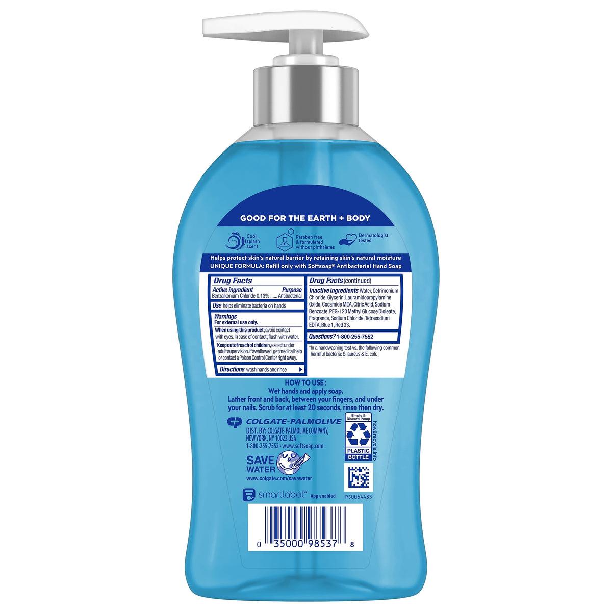 Softsoap Clean & Protect Antibacterial Liquid Hand Soap, Cool Splash Scent, 11.25 Fl. Oz., 6/Carton