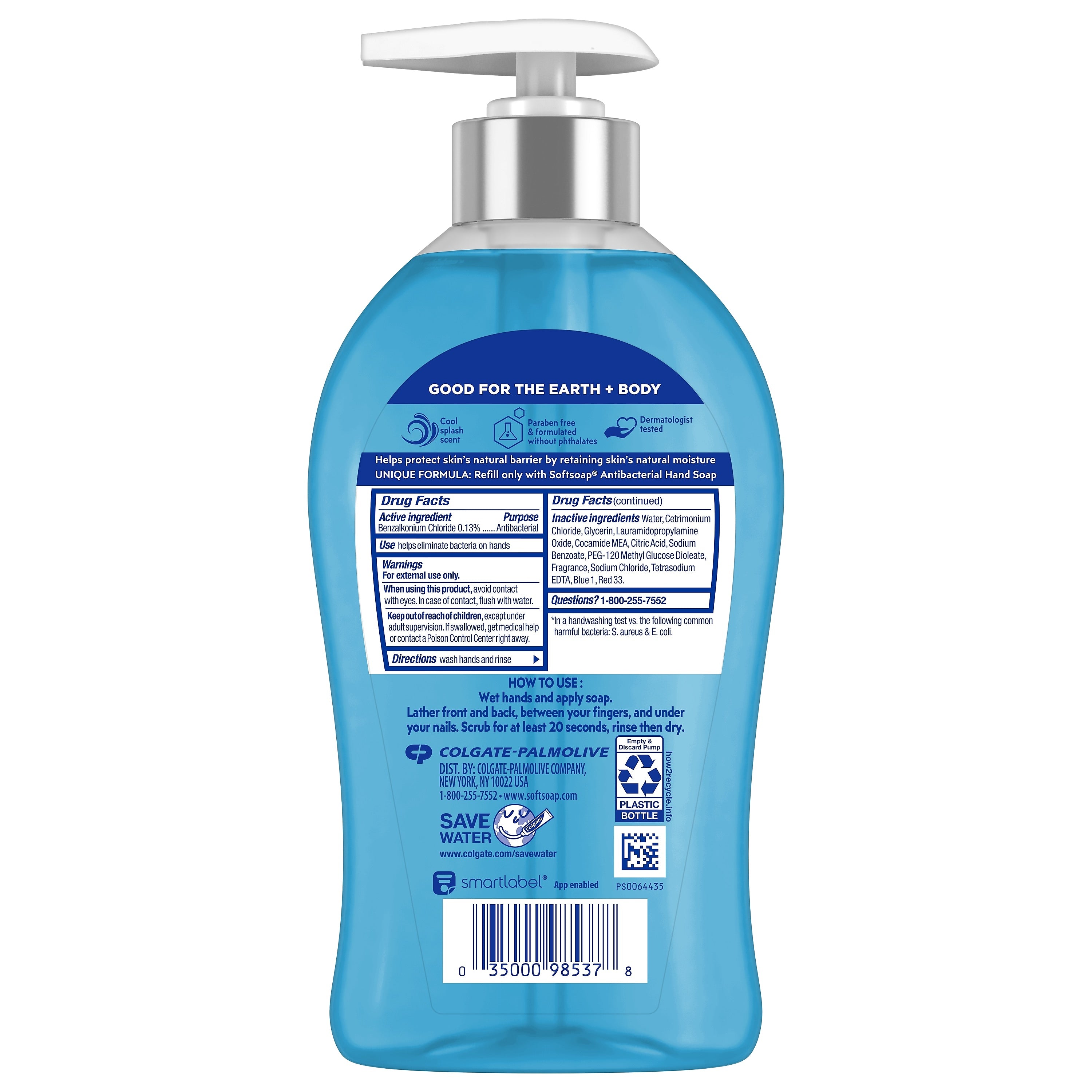 Softsoap Clean & Protect Antibacterial Liquid Hand Soap, Cool Splash Scent, 11.25 Fl. Oz., 6/Carton