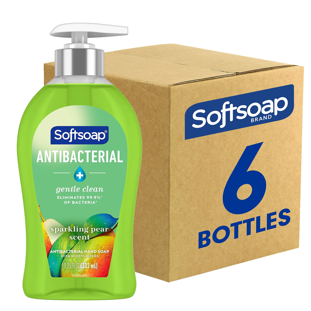 Softsoap Gentle Clean Antibacterial Liquid Hand Soap, Sparkling Pear Scent, 11.25 Fl. Oz., 6/Carton