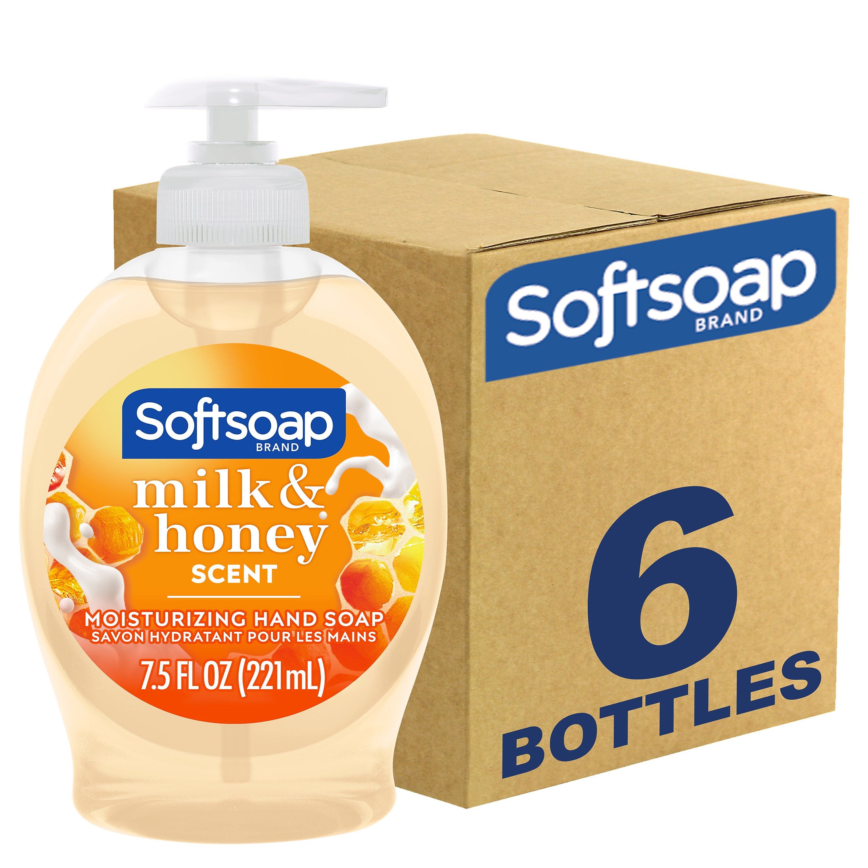 Softsoap Liquid Hand Soap, Milk & Golden Honey Scent, 7.5 fl oz., 6/Carton